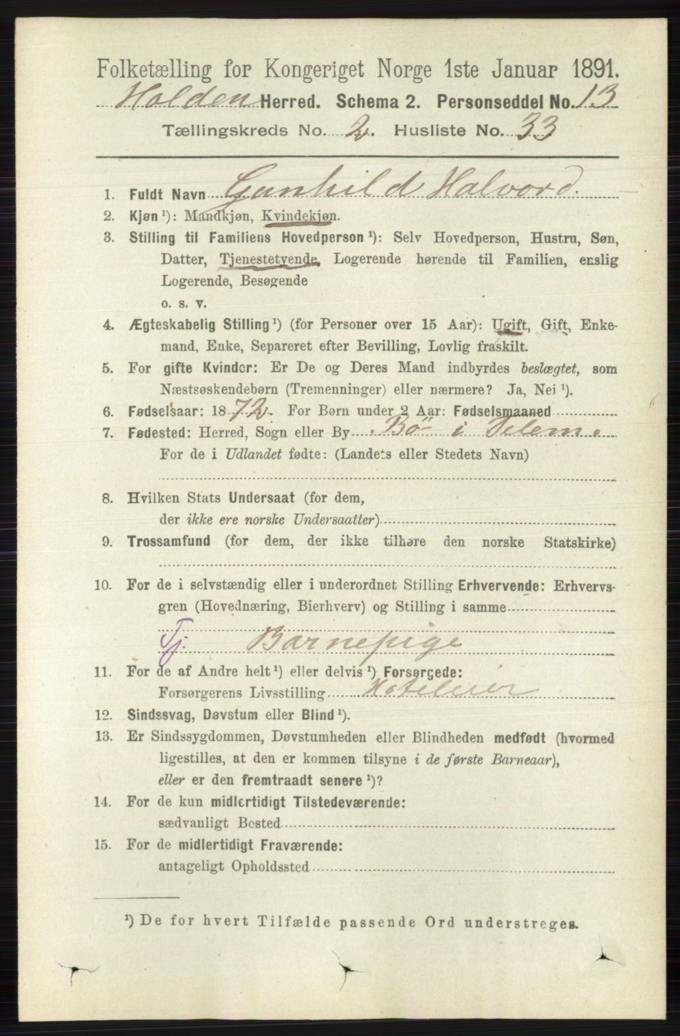 RA, 1891 census for 0819 Holla, 1891, p. 983