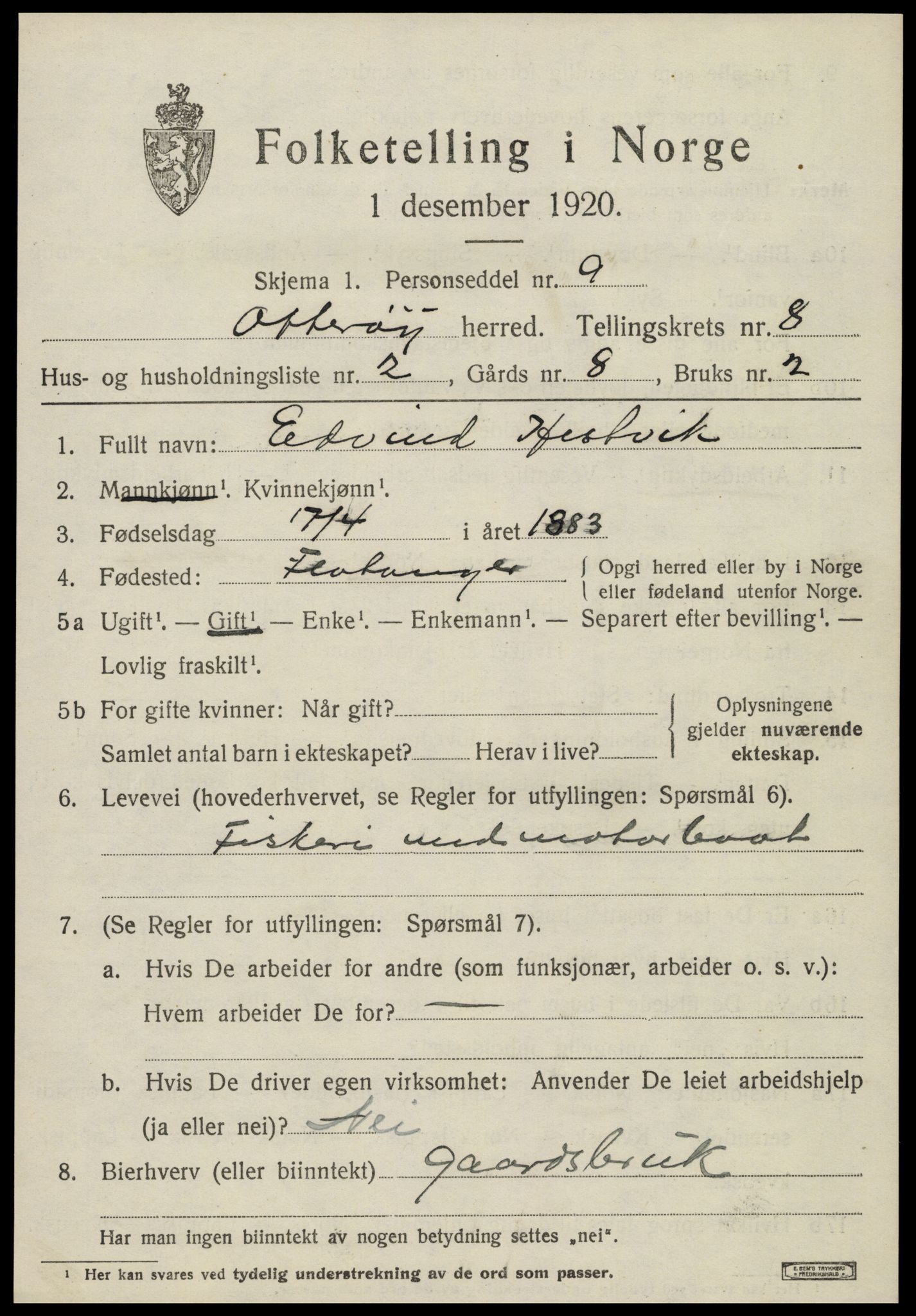 SAT, 1920 census for Otterøy, 1920, p. 2953