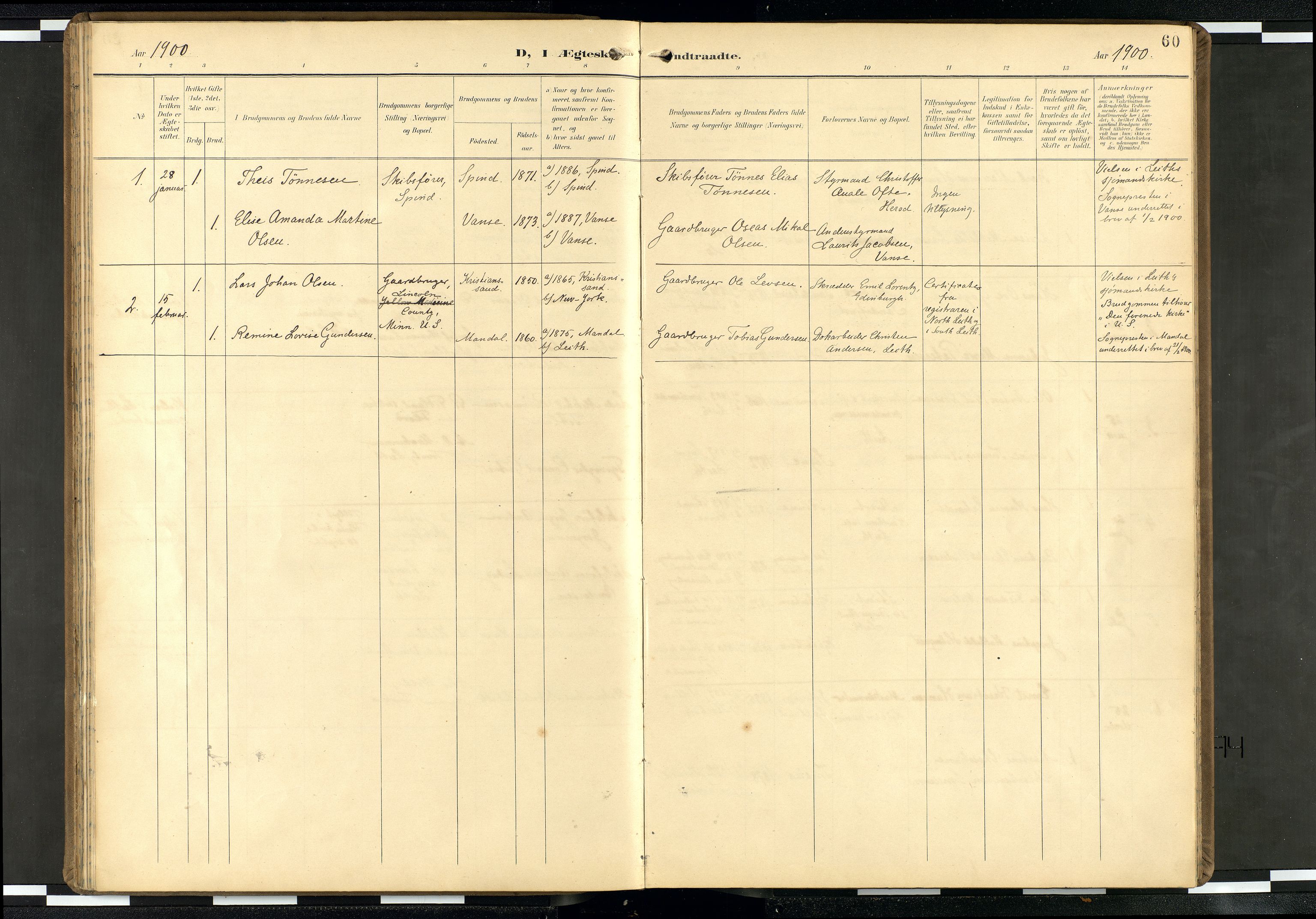 Den norske sjømannsmisjon i utlandet/Skotske havner (Leith, Glasgow), SAB/SAB/PA-0100/H/Ha/Haa/L0004: Parish register (official) no. A 4, 1899-1949, p. 59b-60a