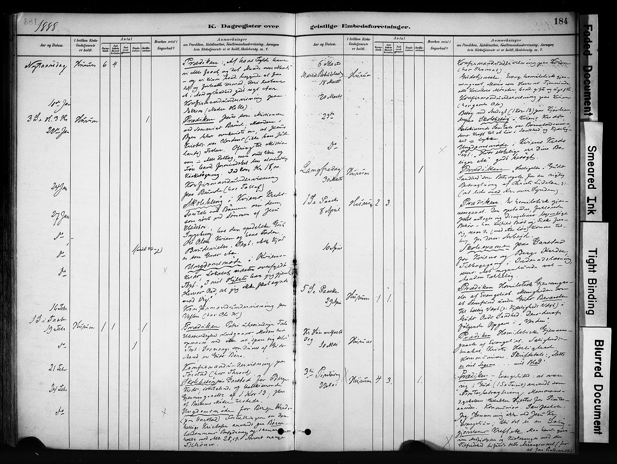 Vang prestekontor, Valdres, AV/SAH-PREST-140/H/Ha/L0009: Parish register (official) no. 9, 1882-1914, p. 184