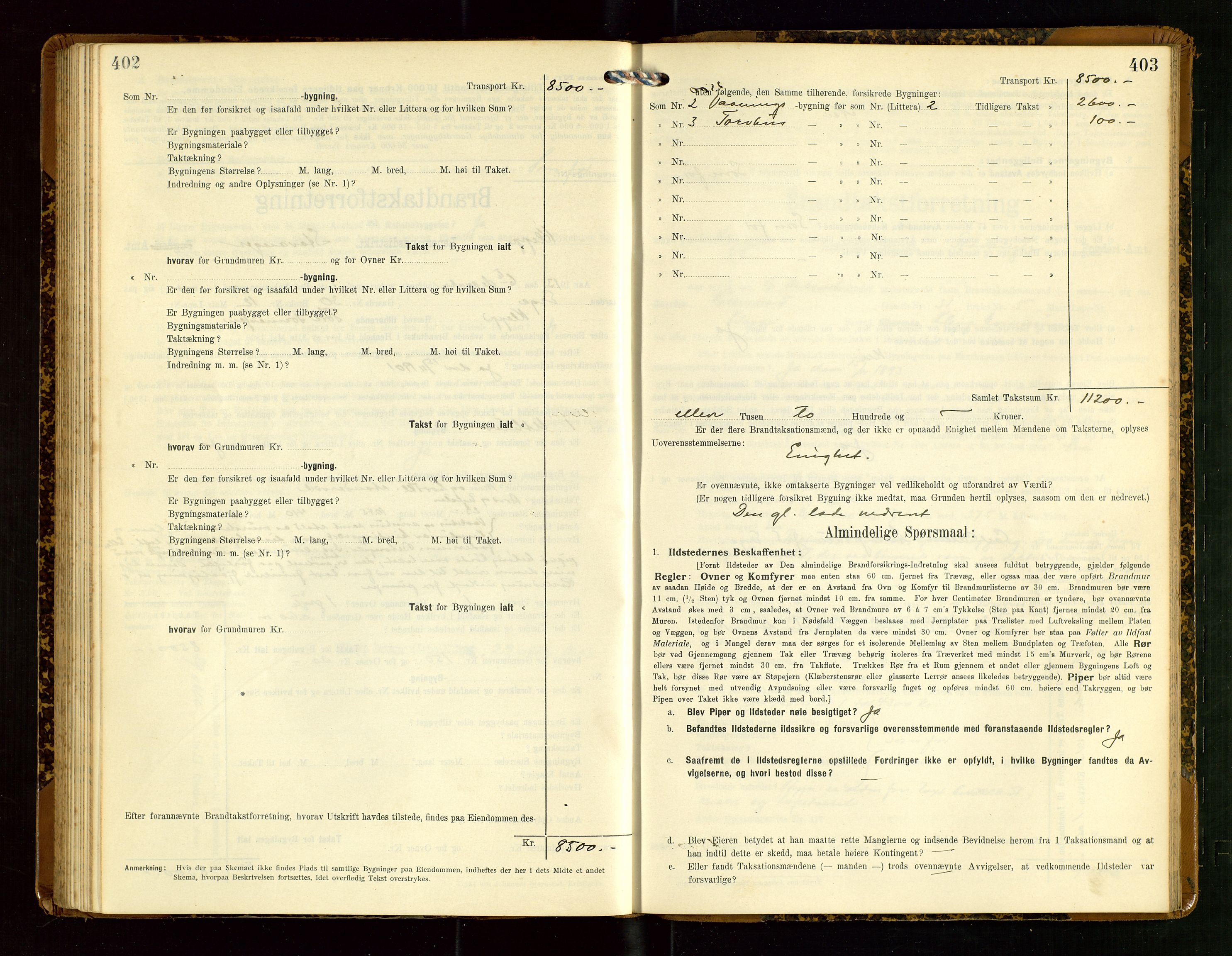 Klepp lensmannskontor, AV/SAST-A-100163/Goc/L0007: "Brandtaxationsprotokol" m/register, 1911-1915, p. 402-403