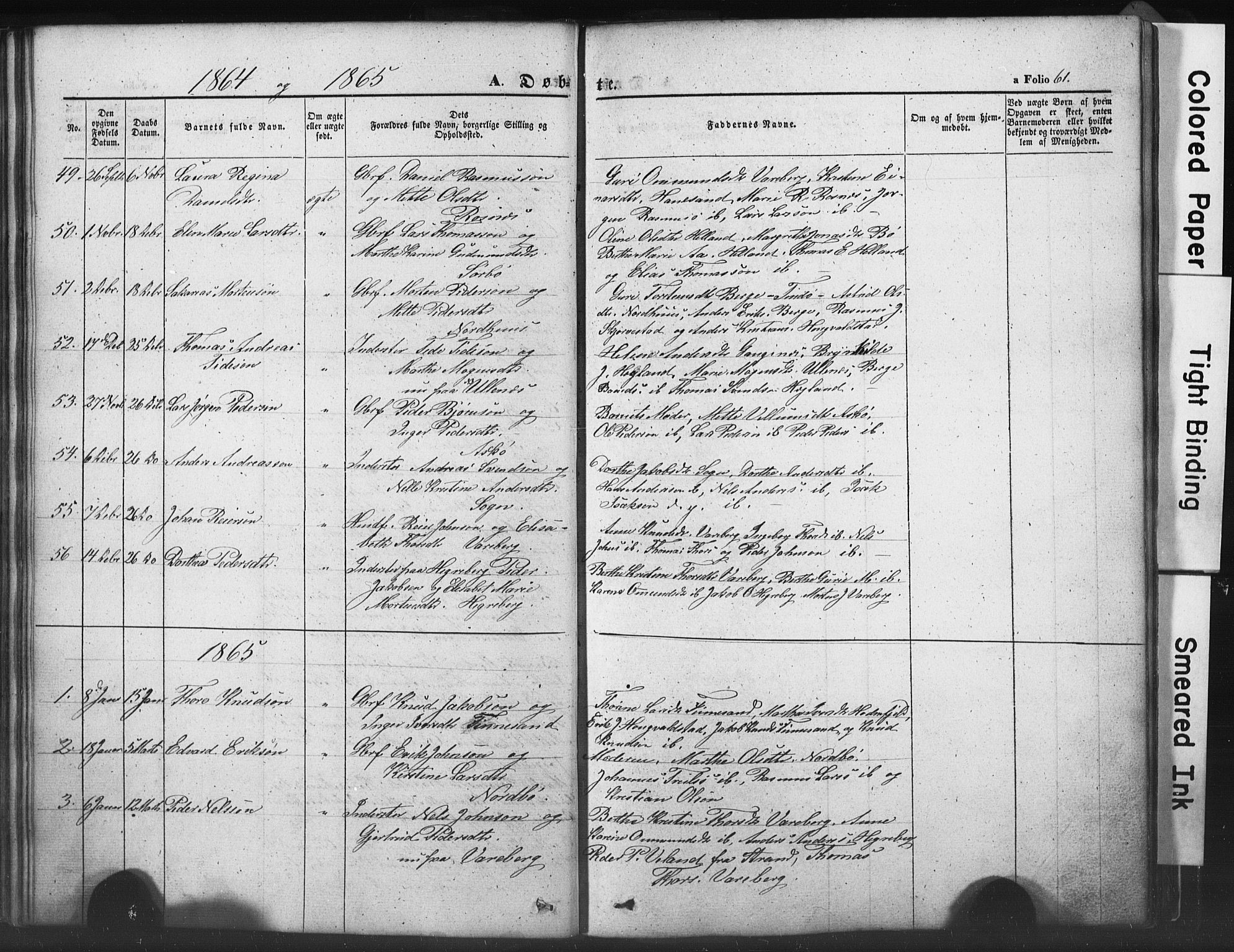 Rennesøy sokneprestkontor, SAST/A -101827/H/Ha/Hab/L0002: Parish register (copy) no. B 2, 1852-1880, p. 61