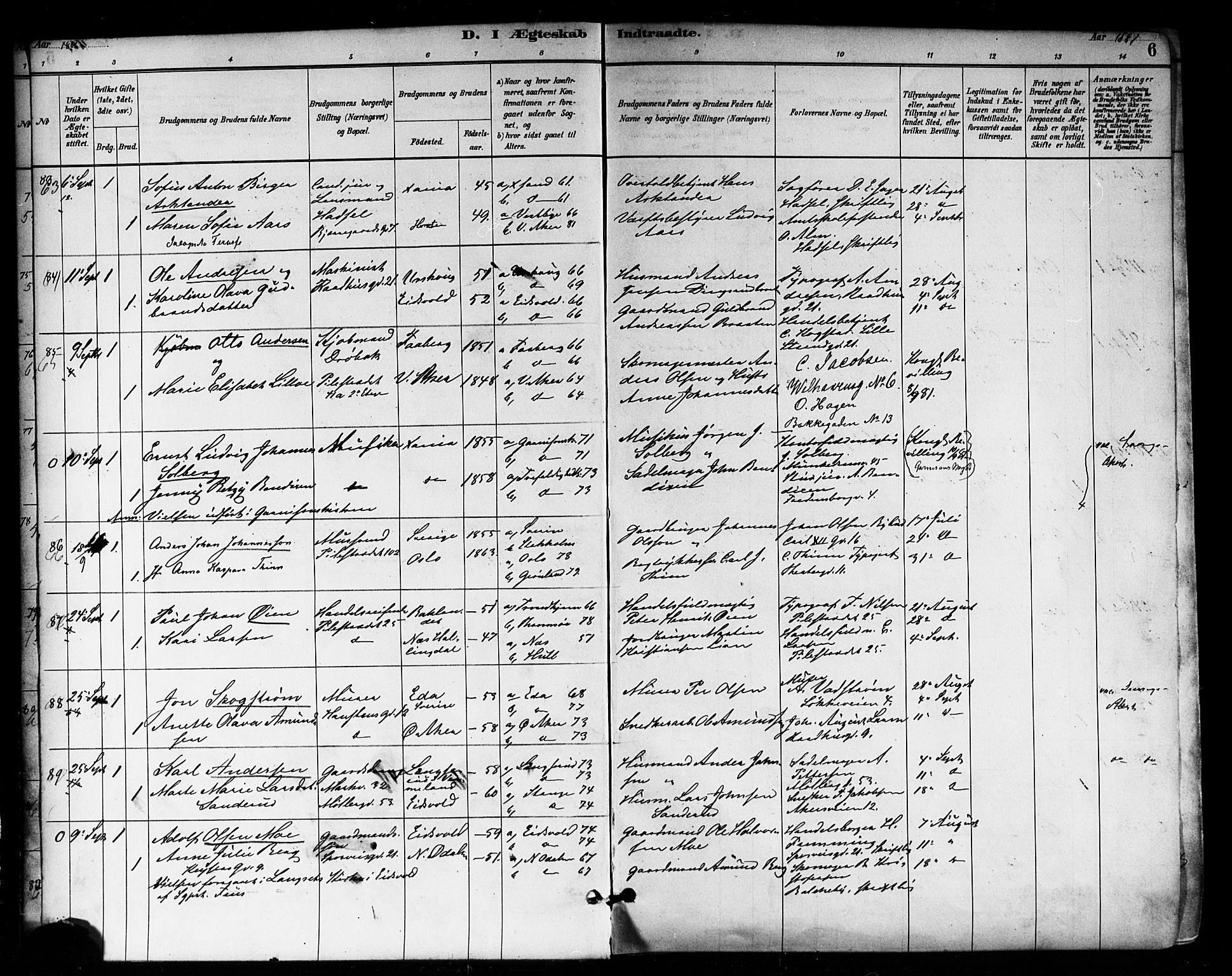 Trefoldighet prestekontor Kirkebøker, AV/SAO-A-10882/F/Fc/L0003: Parish register (official) no. III 3, 1881-1891, p. 6