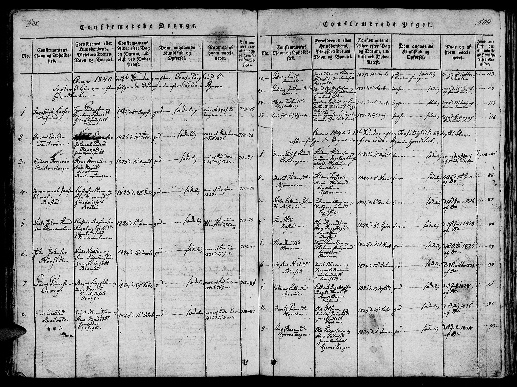 Ministerialprotokoller, klokkerbøker og fødselsregistre - Møre og Romsdal, SAT/A-1454/560/L0718: Parish register (official) no. 560A02, 1817-1844, p. 508-509