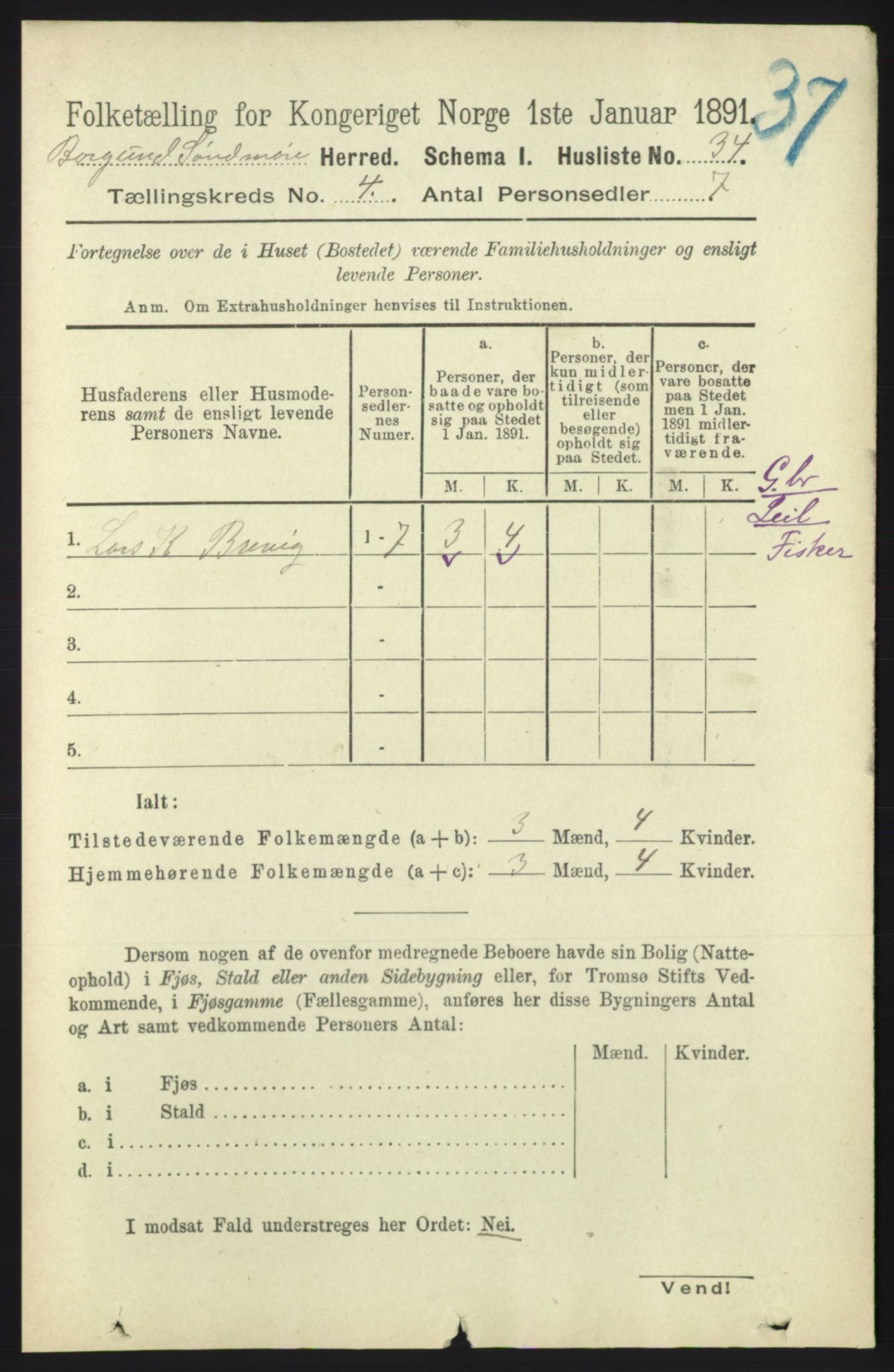 RA, 1891 census for 1531 Borgund, 1891, p. 993