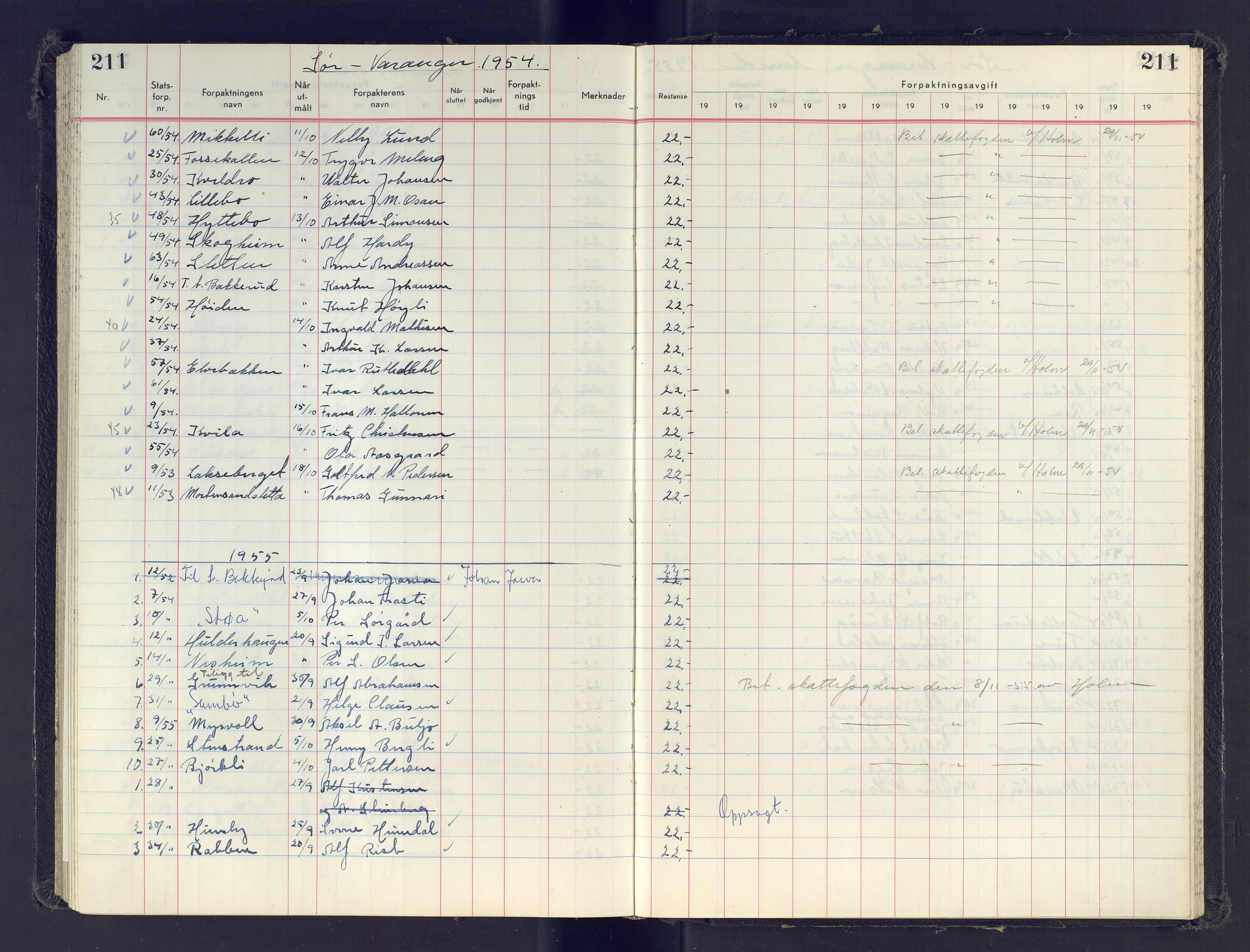 Finnmark jordsalgskommisjon/jordsalgskontor og Statskog SF Finnmark jordsalgskontor, AV/SATØ-S-1443/J/Jb/L0001: Protokoll for salg og forpaktning, 1948-1958, p. 211