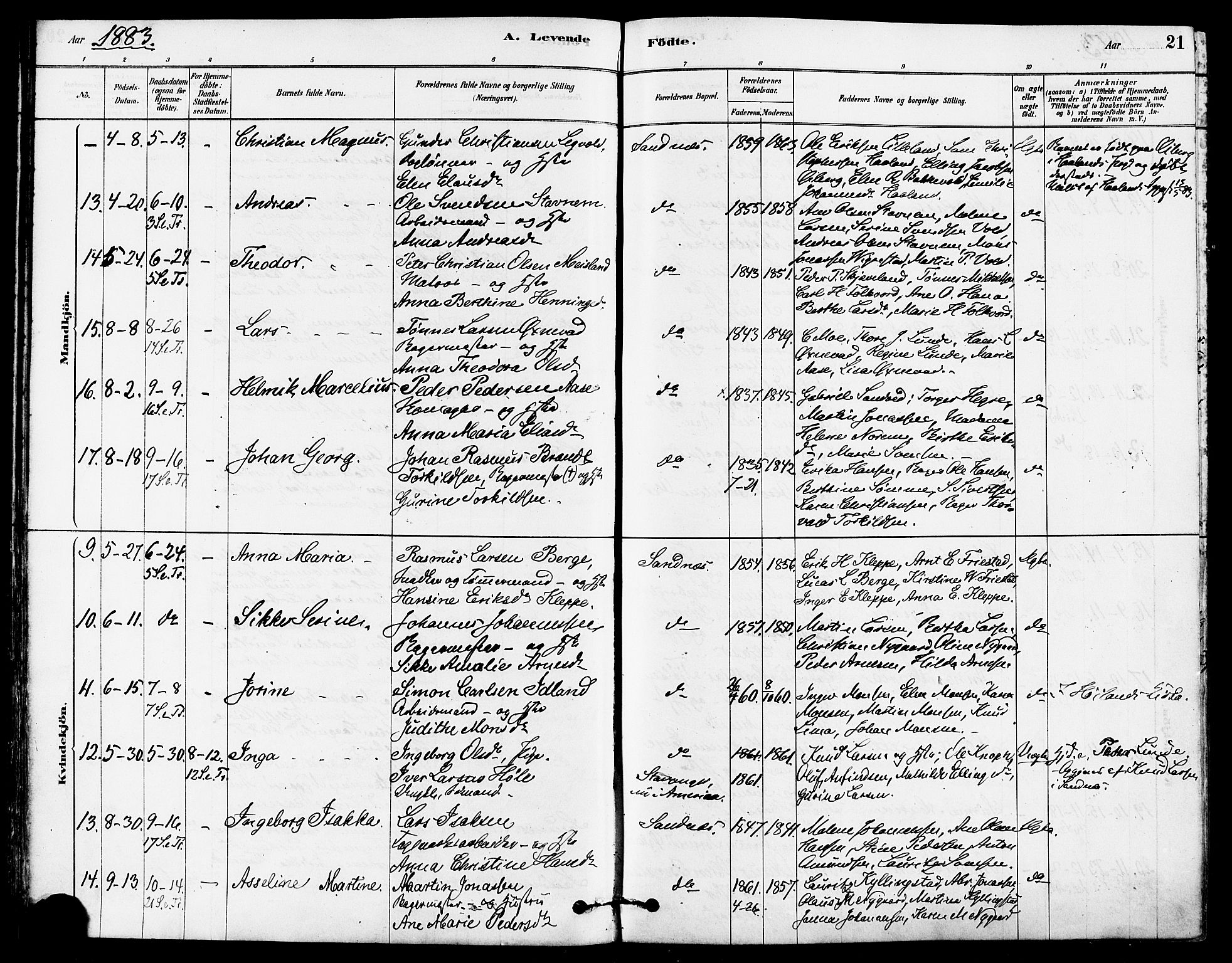 Høyland sokneprestkontor, SAST/A-101799/001/30BA/L0012: Parish register (official) no. A 11, 1878-1889, p. 21