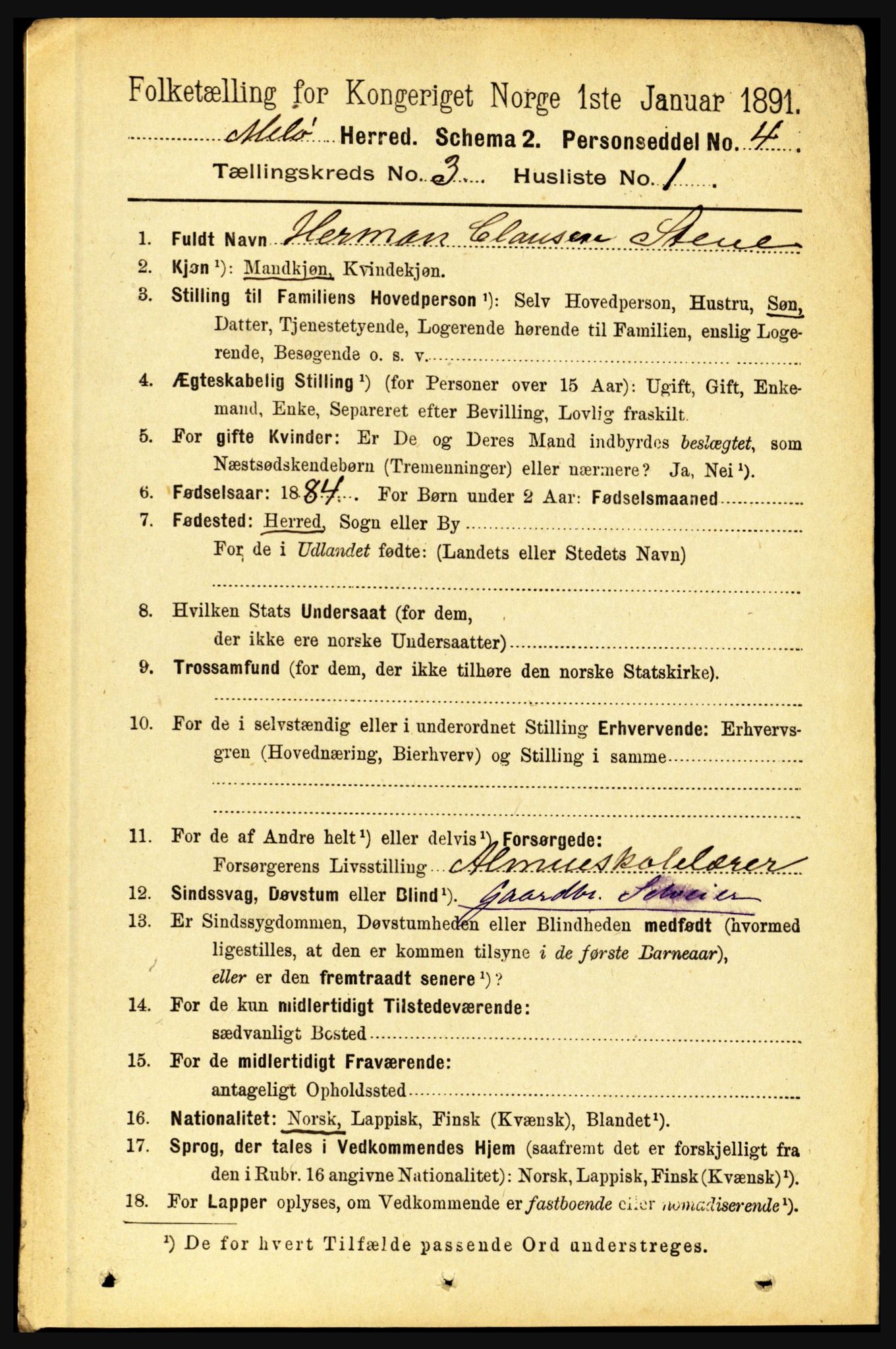 RA, 1891 census for 1837 Meløy, 1891, p. 928