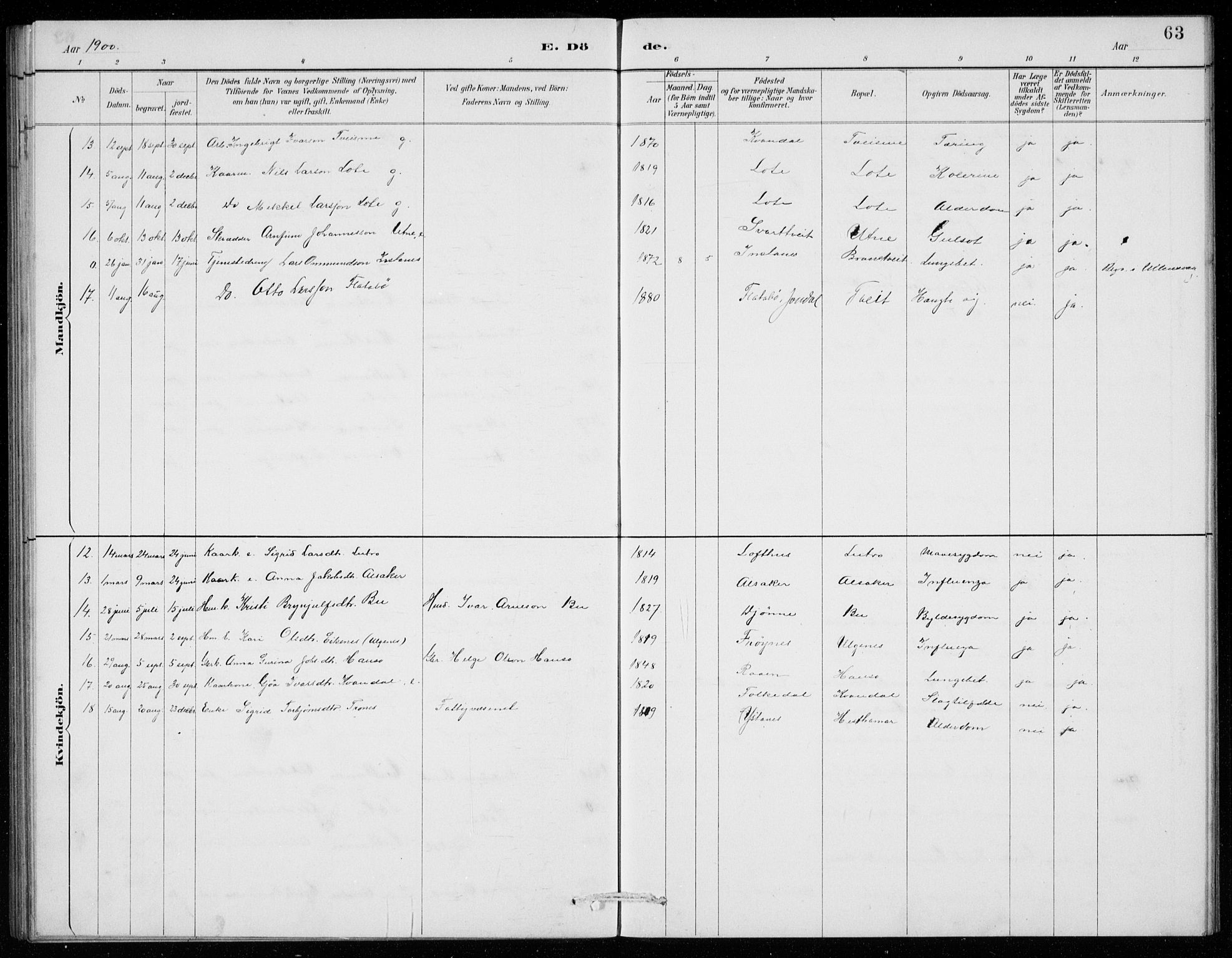 Ullensvang sokneprestembete, SAB/A-78701/H/Hab: Parish register (copy) no. E  9, 1886-1938, p. 63