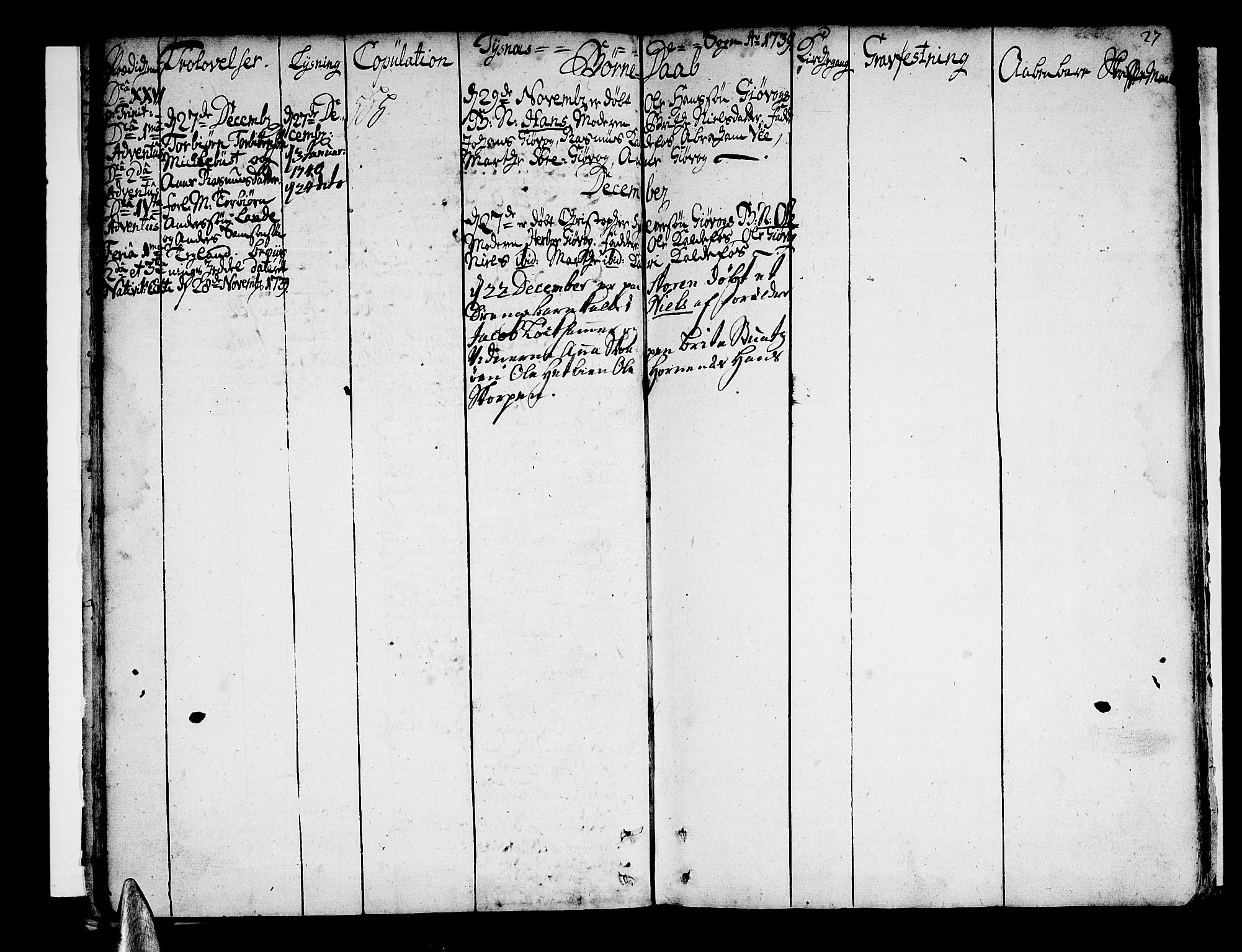 Tysnes sokneprestembete, SAB/A-78601/H/Haa: Parish register (official) no. A 2 /1, 1732-1804, p. 27