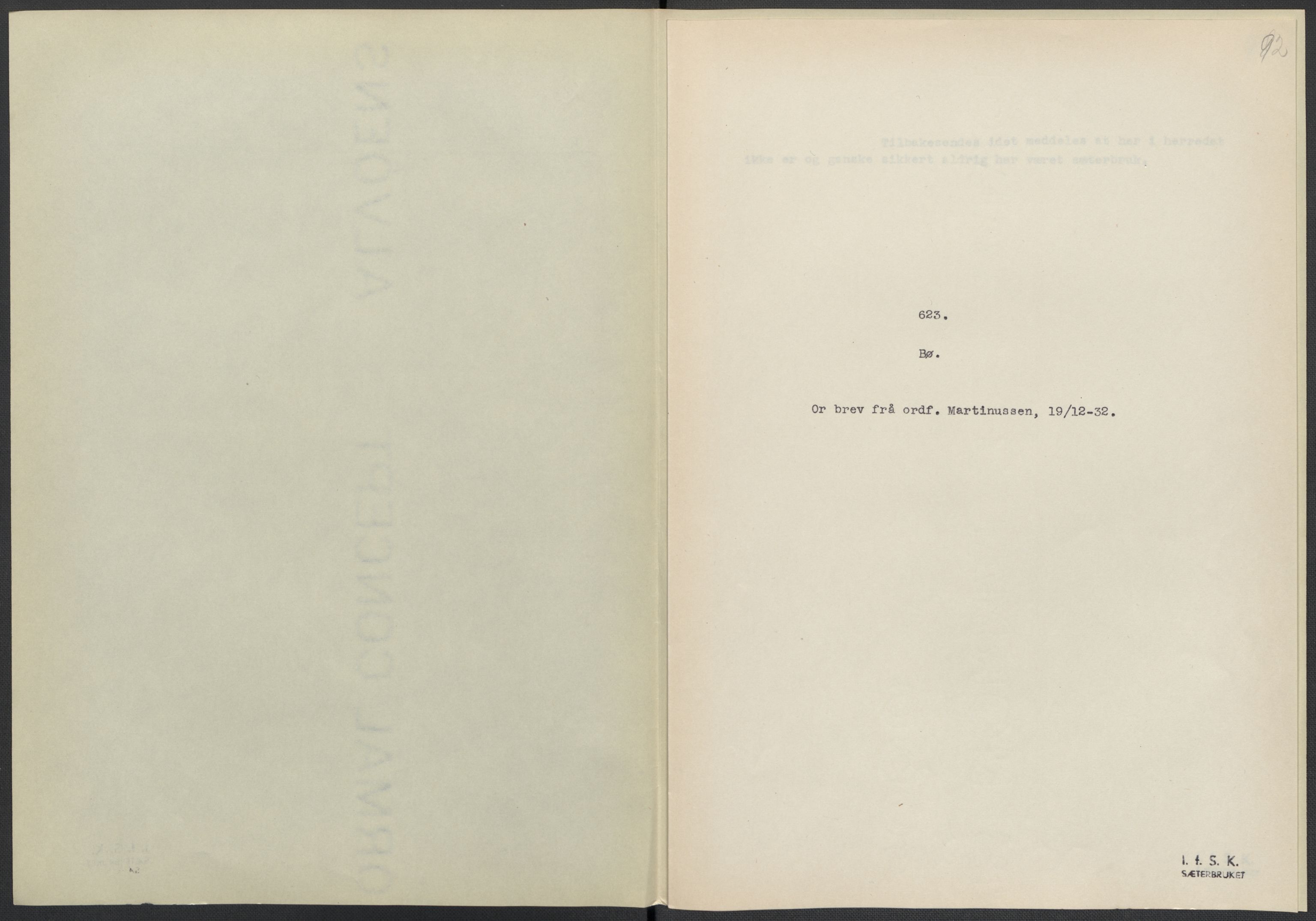 Instituttet for sammenlignende kulturforskning, AV/RA-PA-0424/F/Fc/L0016/0003: Eske B16: / Nordland (perm XLVIII), 1932-1937, p. 92