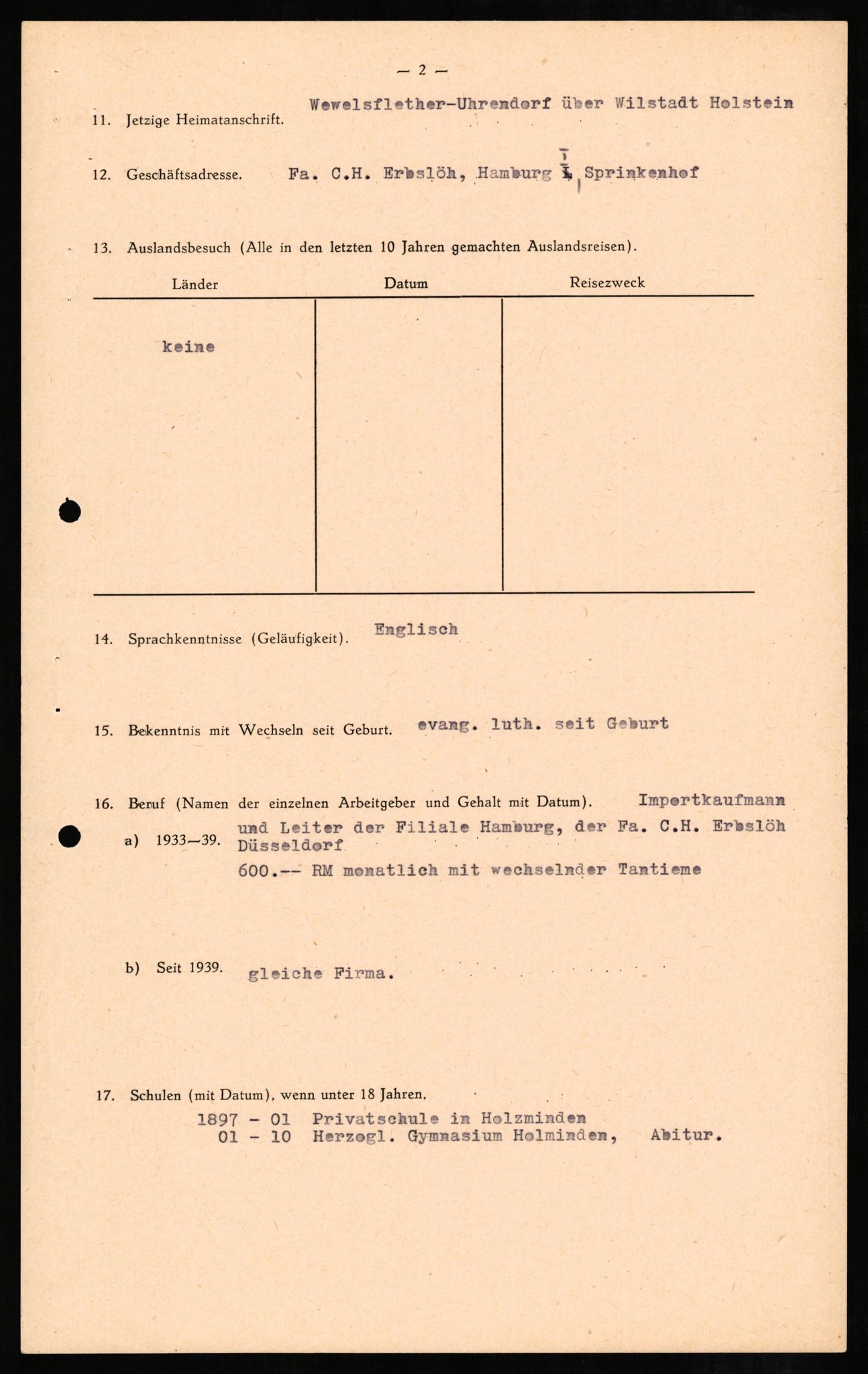 Forsvaret, Forsvarets overkommando II, AV/RA-RAFA-3915/D/Db/L0006: CI Questionaires. Tyske okkupasjonsstyrker i Norge. Tyskere., 1945-1946, p. 25