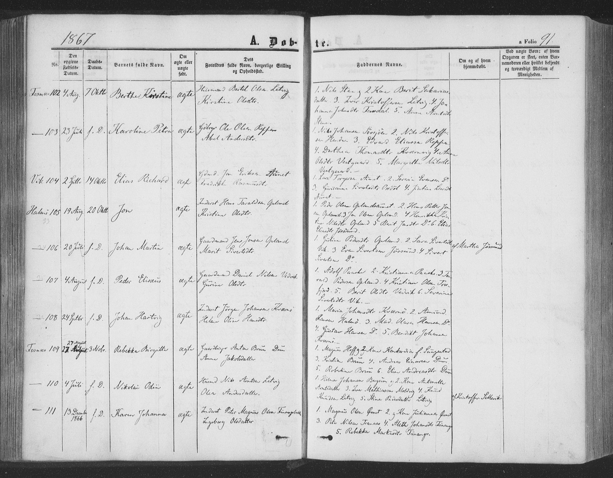 Ministerialprotokoller, klokkerbøker og fødselsregistre - Nord-Trøndelag, AV/SAT-A-1458/773/L0615: Parish register (official) no. 773A06, 1857-1870, p. 91