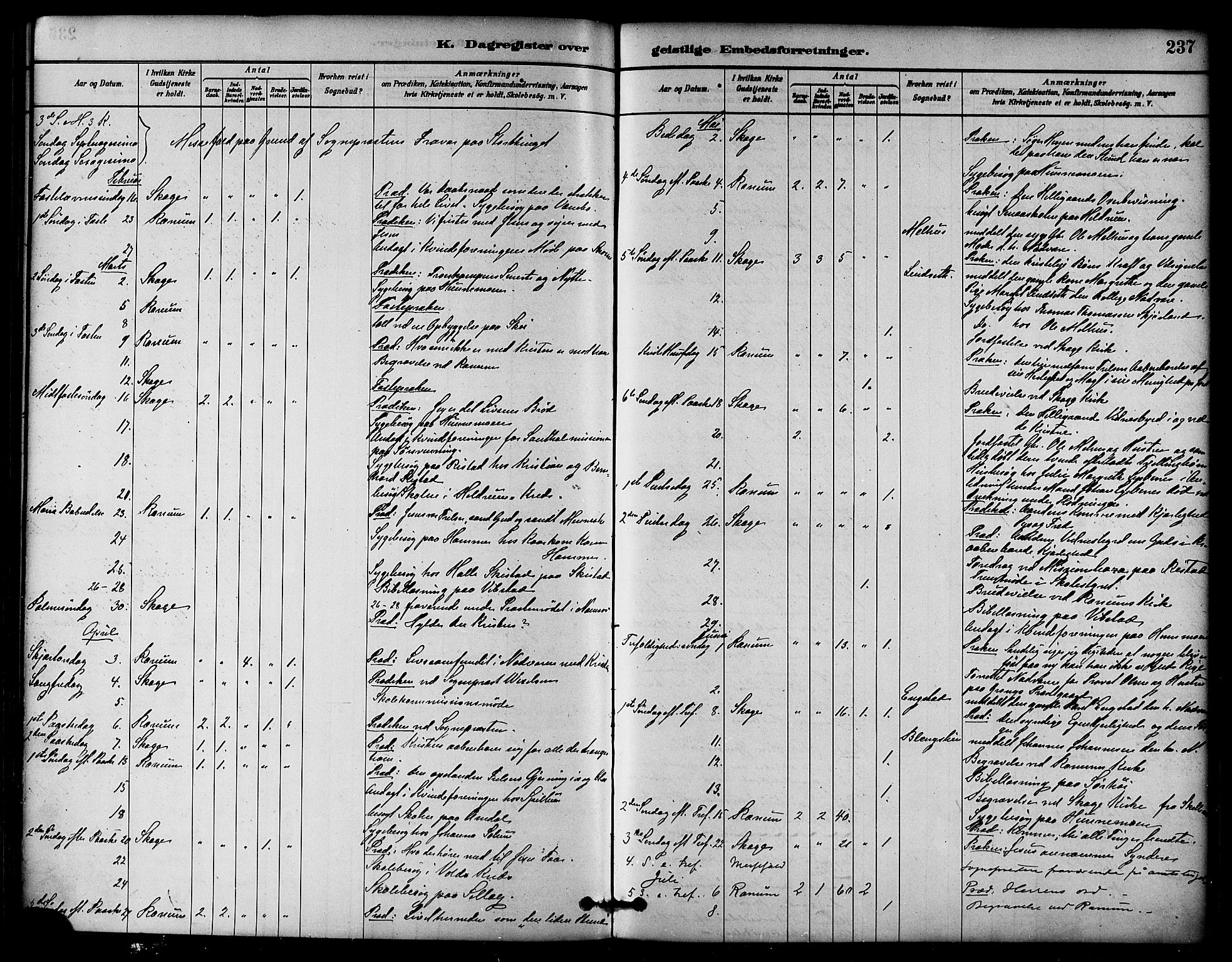 Ministerialprotokoller, klokkerbøker og fødselsregistre - Nord-Trøndelag, AV/SAT-A-1458/764/L0555: Parish register (official) no. 764A10, 1881-1896, p. 237