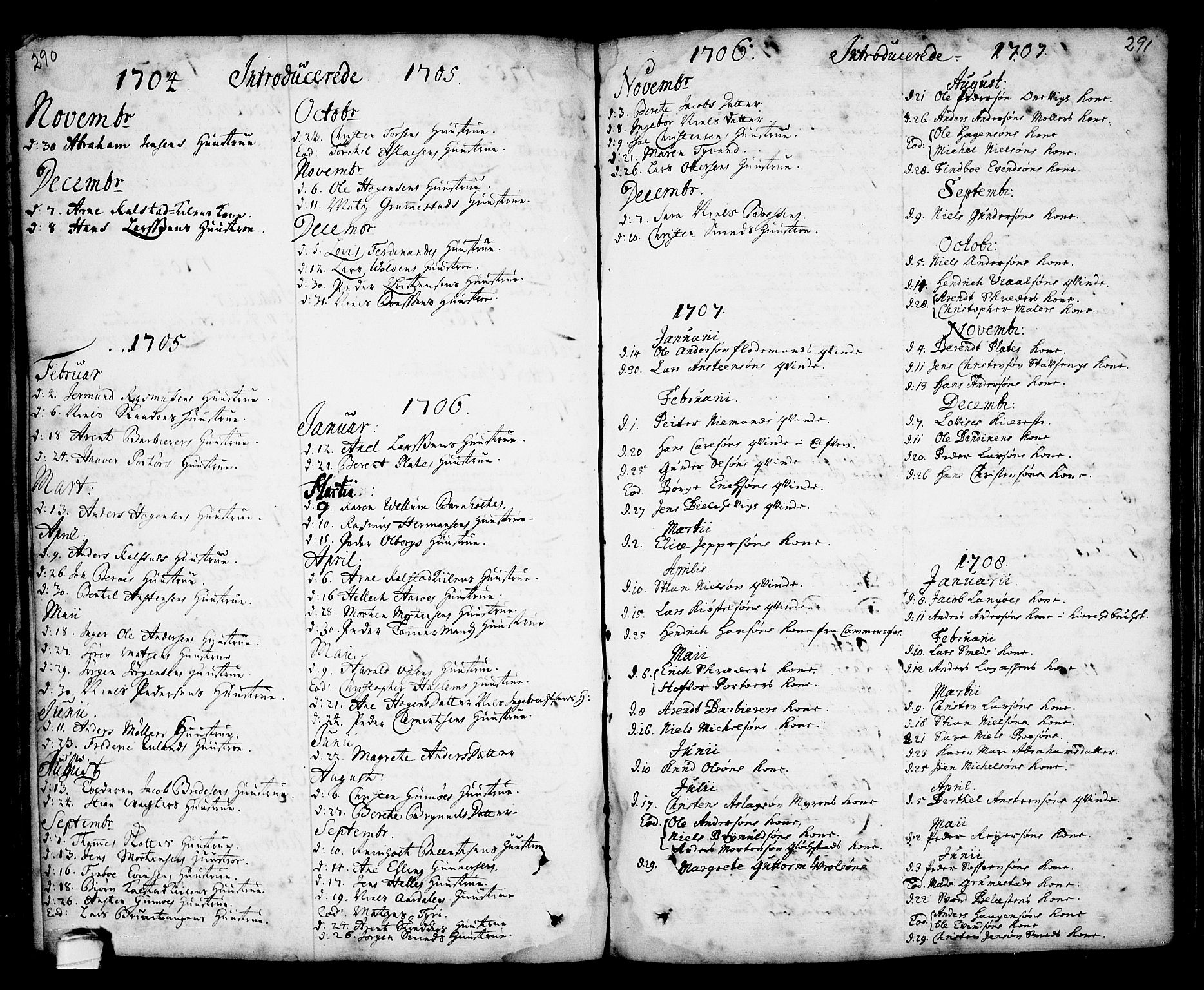 Kragerø kirkebøker, SAKO/A-278/F/Fa/L0001: Parish register (official) no. 1, 1702-1766, p. 290-291