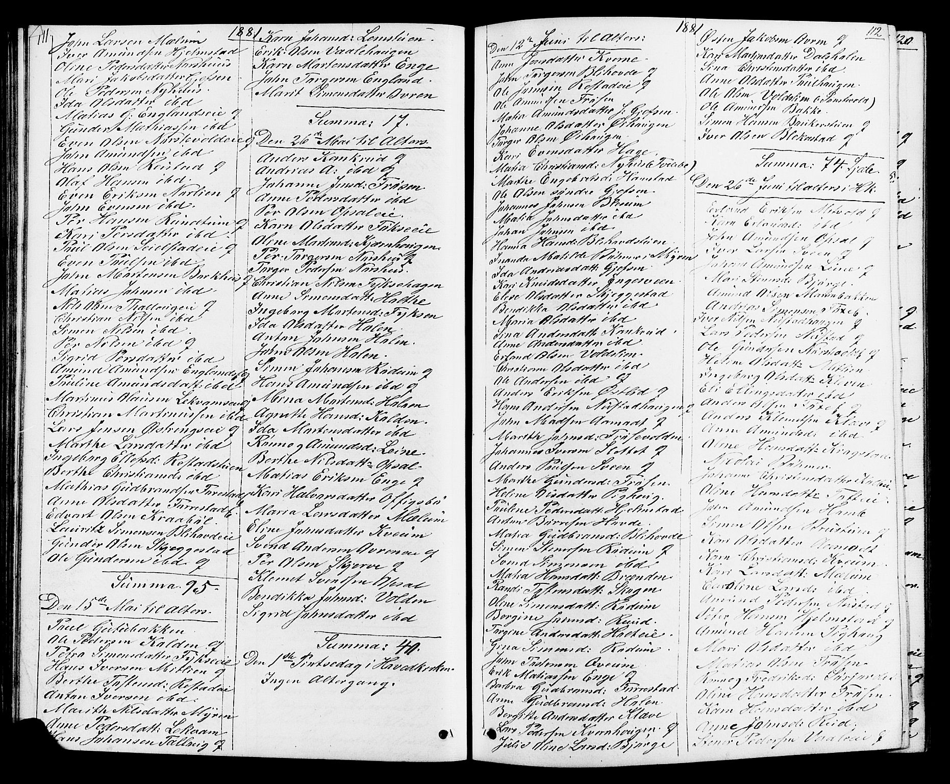 Østre Gausdal prestekontor, SAH/PREST-092/H/Ha/Hab/L0001: Parish register (copy) no. 1, 1863-1893, p. 111-112
