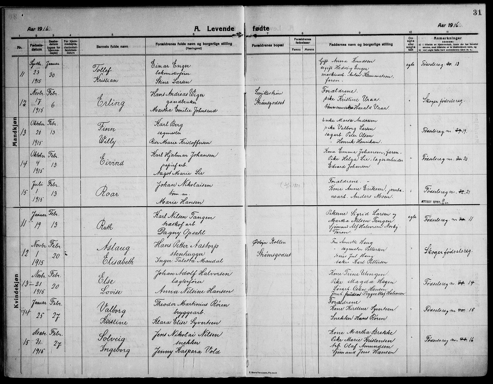 Strømsø kirkebøker, SAKO/A-246/F/Fa/L0029: Parish register (official) no. I 27, 1915-1930, p. 31