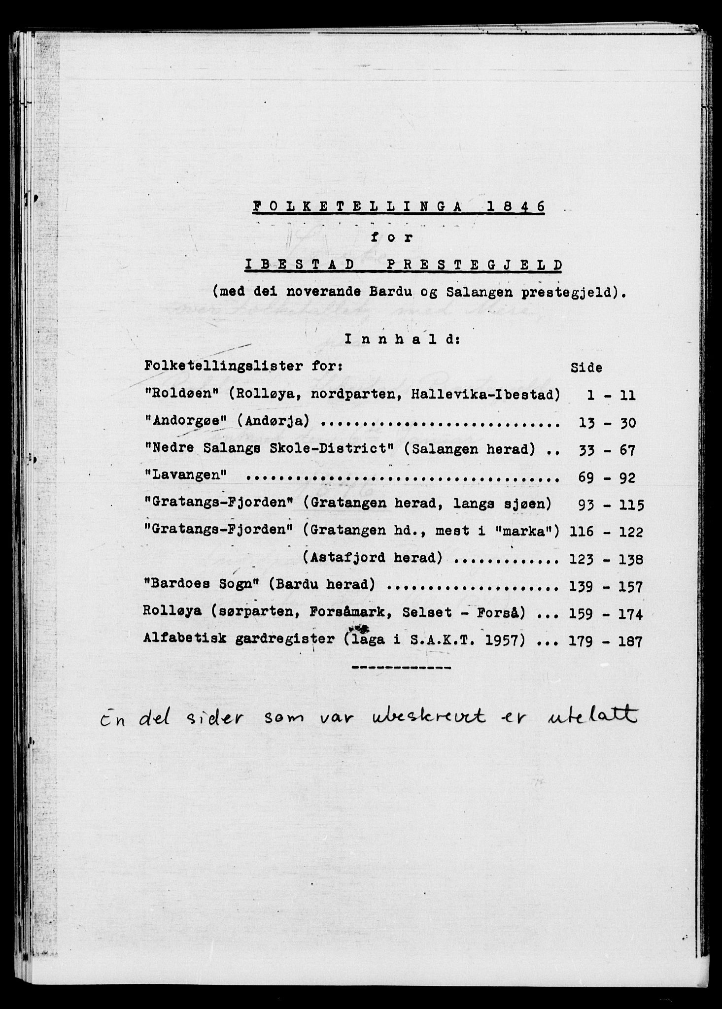 SATØ, Census 1845 for Ibestad, 1845