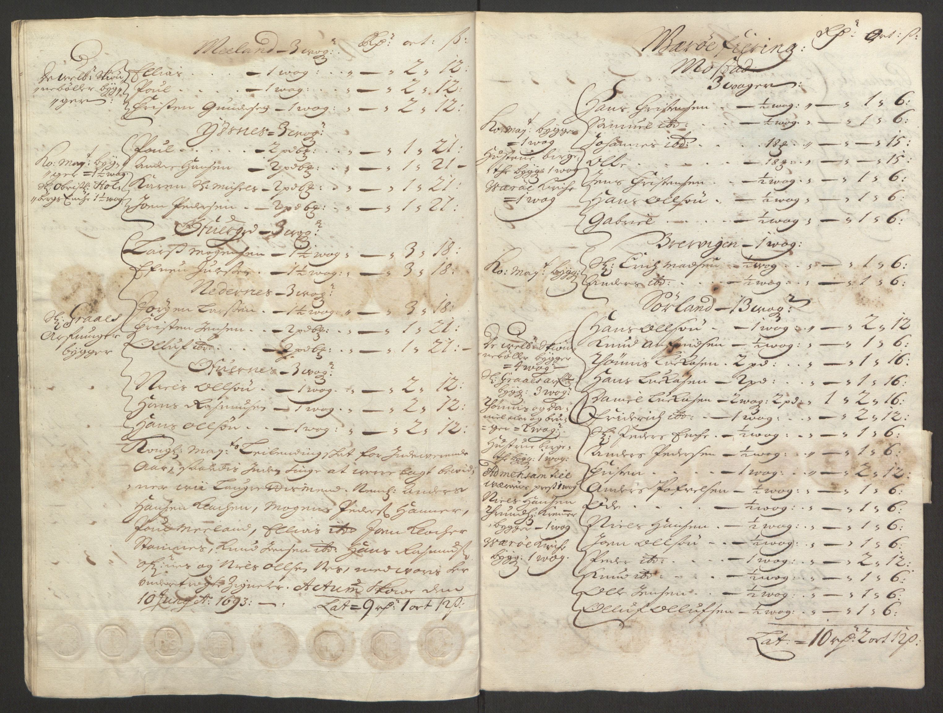 Rentekammeret inntil 1814, Reviderte regnskaper, Fogderegnskap, AV/RA-EA-4092/R67/L4675: Fogderegnskap Vesterålen, Andenes og Lofoten, 1691-1693, p. 244