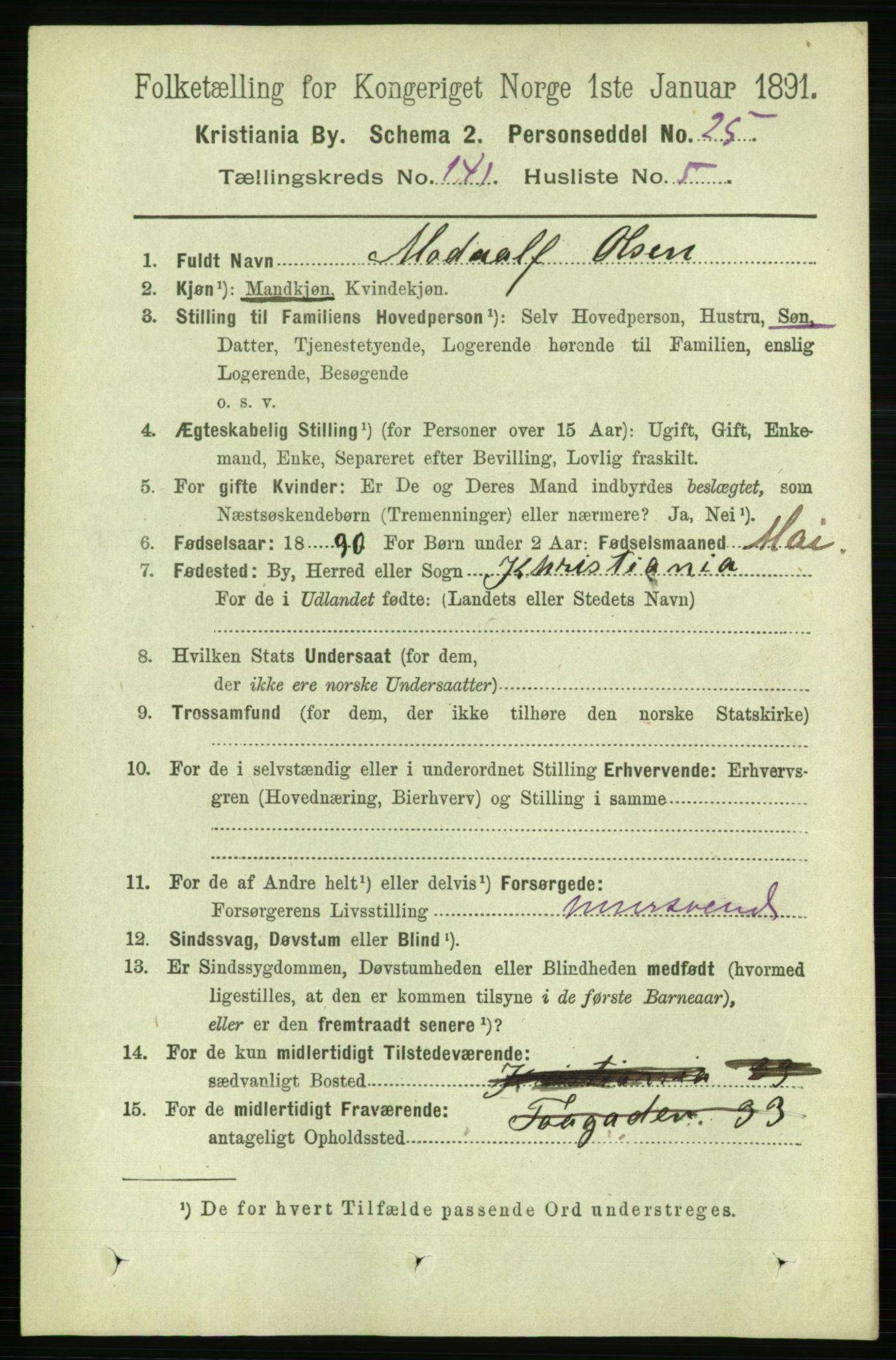 RA, 1891 census for 0301 Kristiania, 1891, p. 78225