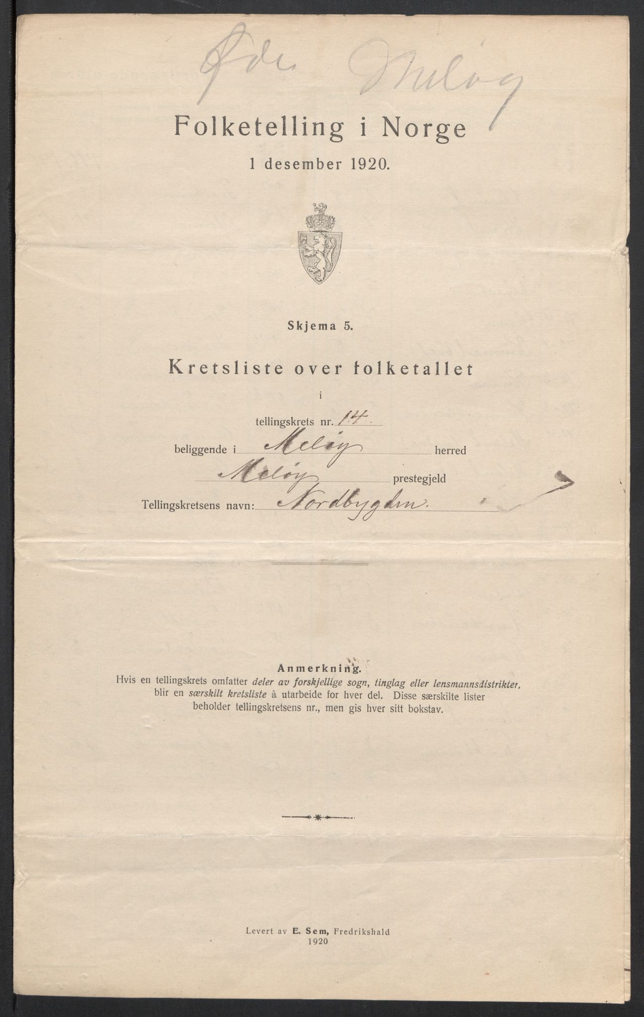 SAT, 1920 census for Meløy, 1920, p. 48