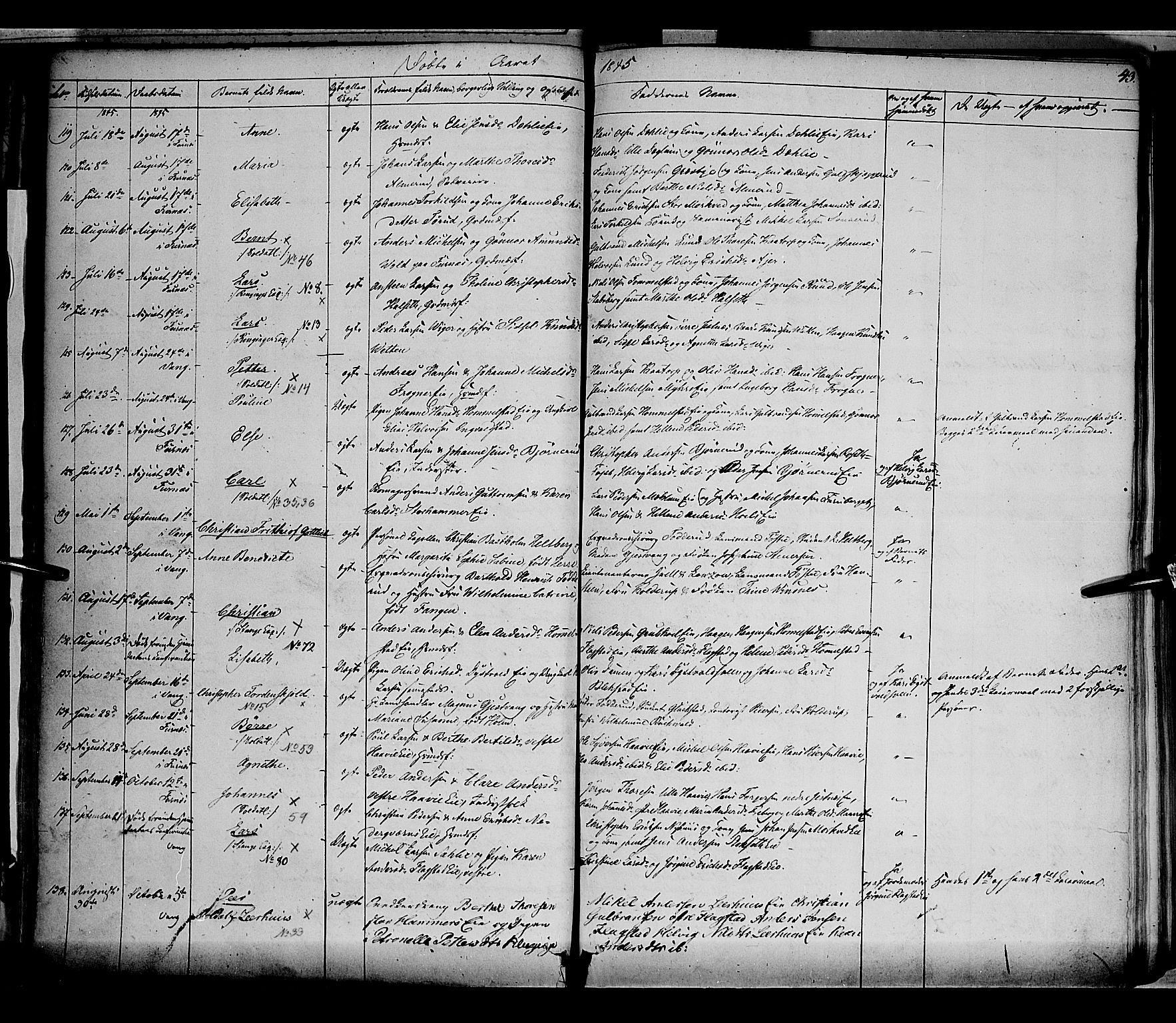 Vang prestekontor, Hedmark, AV/SAH-PREST-008/H/Ha/Haa/L0010: Parish register (official) no. 10, 1841-1855, p. 43