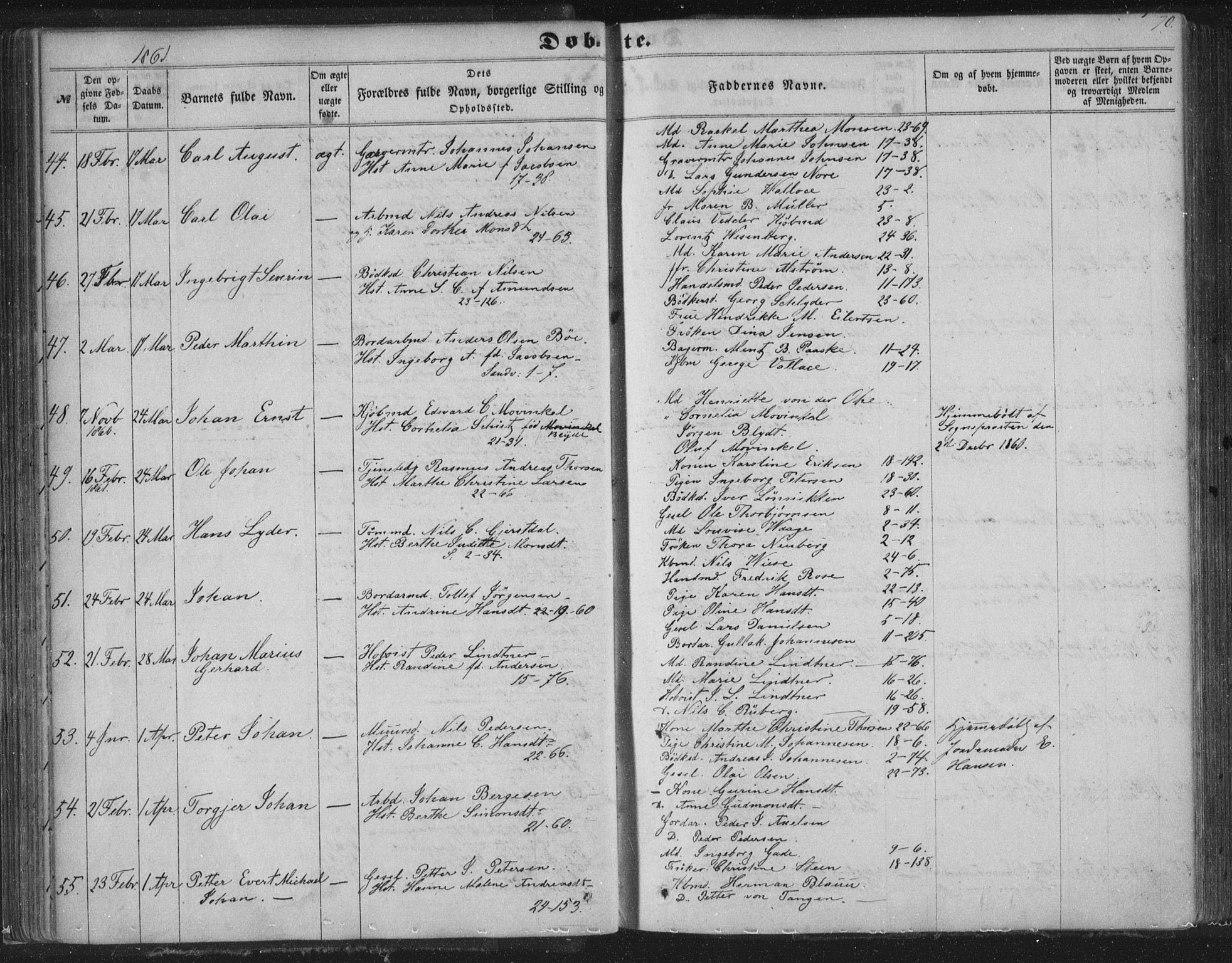 Korskirken sokneprestembete, SAB/A-76101/H/Haa/L0018: Parish register (official) no. B 4, 1857-1866, p. 70