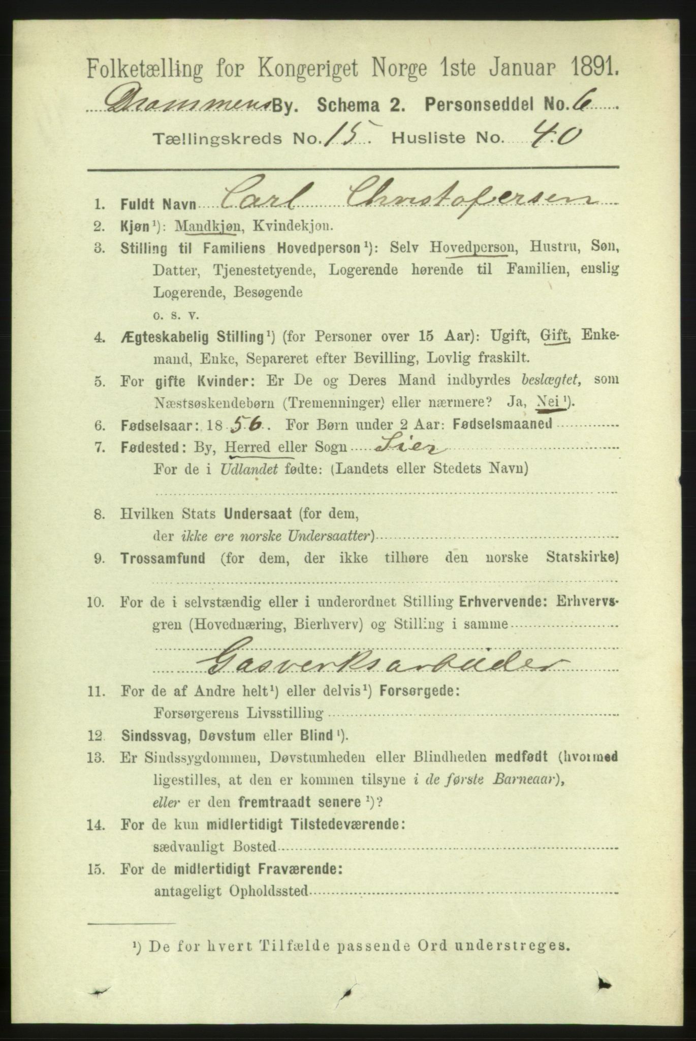 RA, 1891 census for 0602 Drammen, 1891, p. 10951