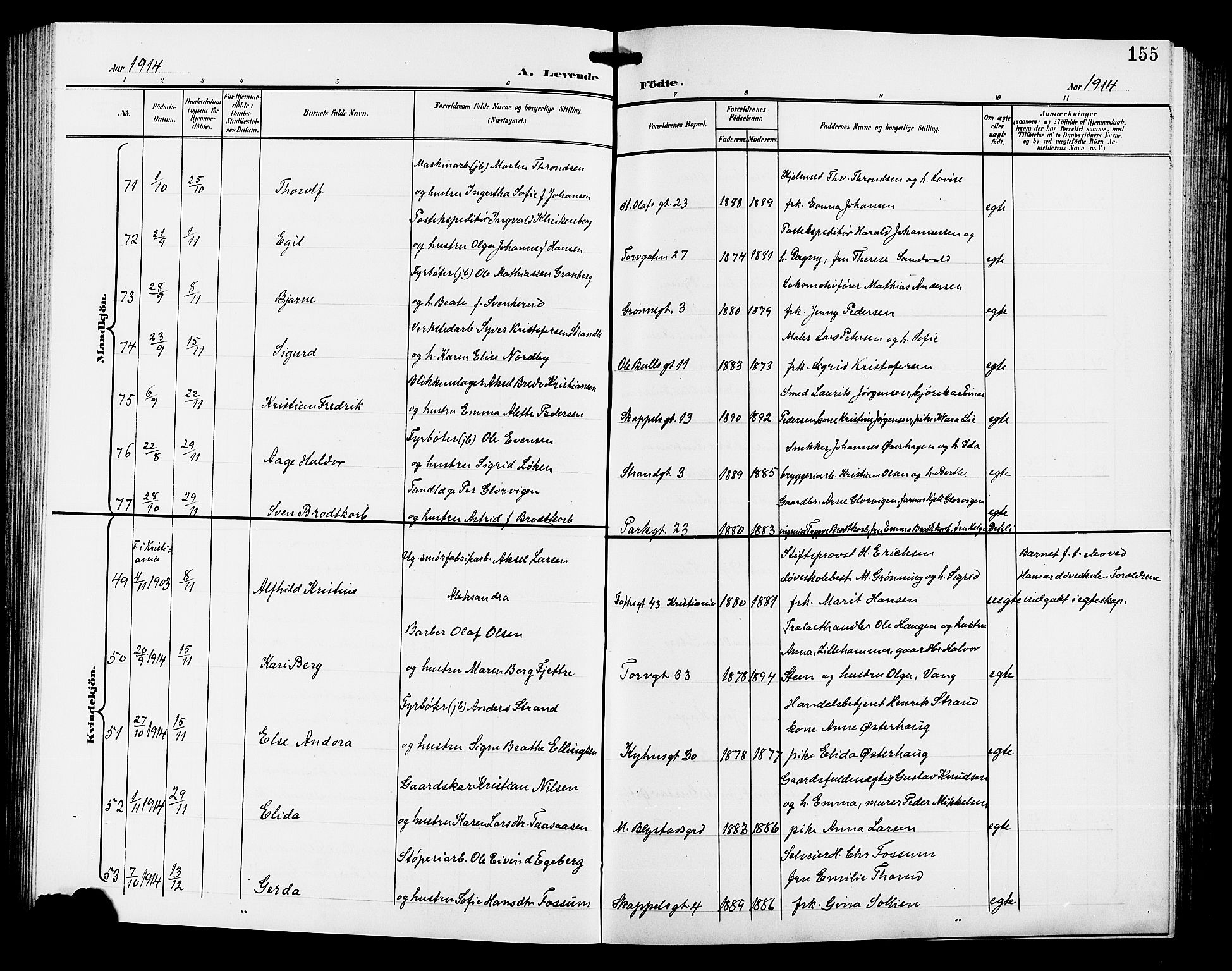 Hamar prestekontor, AV/SAH-DOMPH-002/H/Ha/Hab/L0001: Parish register (copy) no. 1, 1899-1914, p. 155