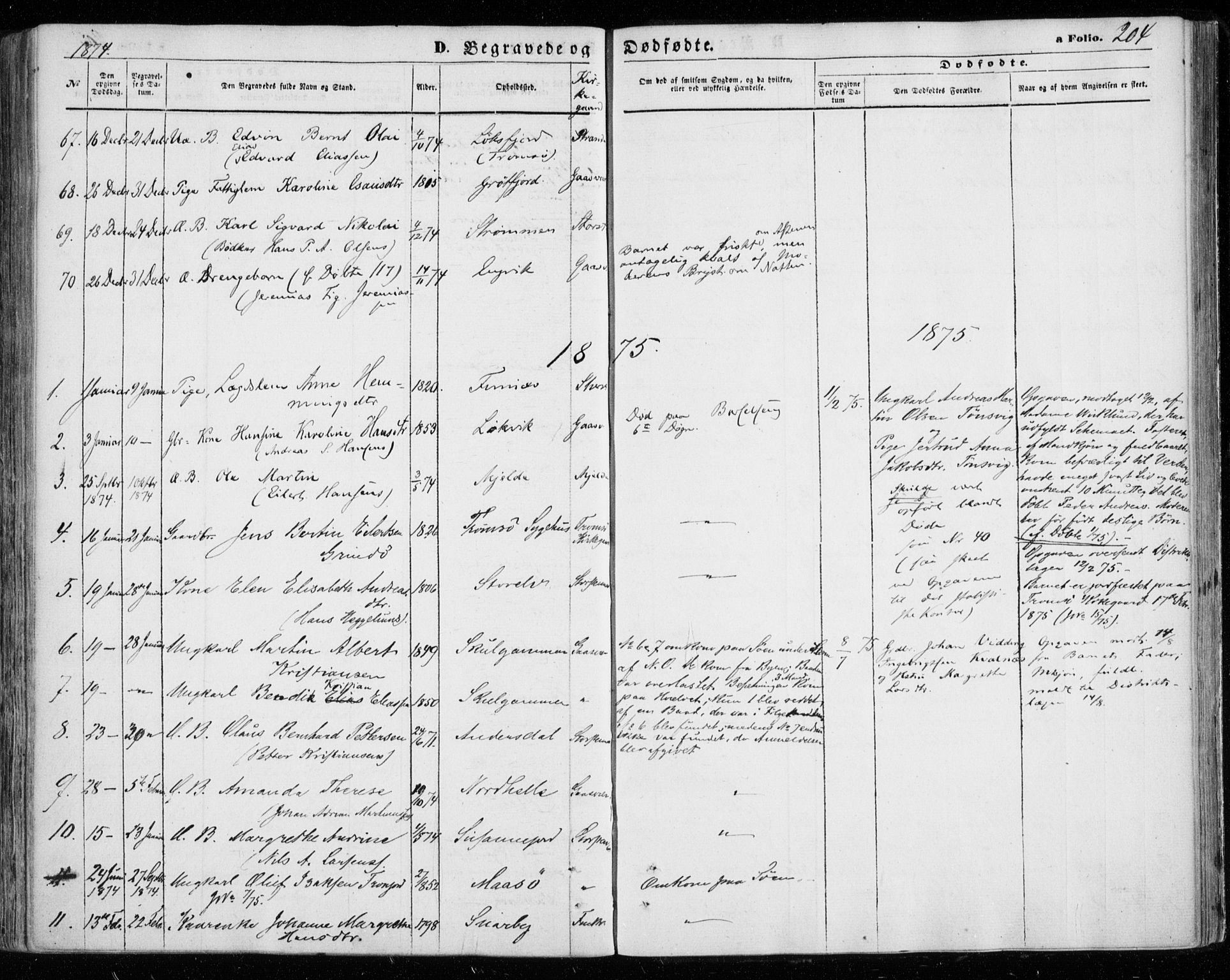 Tromsøysund sokneprestkontor, SATØ/S-1304/G/Ga/L0002kirke: Parish register (official) no. 2, 1867-1875, p. 204