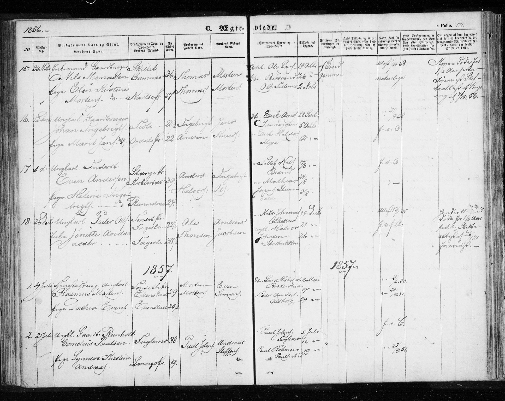Målselv sokneprestembete, SATØ/S-1311/G/Ga/Gaa/L0003kirke: Parish register (official) no. 3, 1853-1863, p. 171