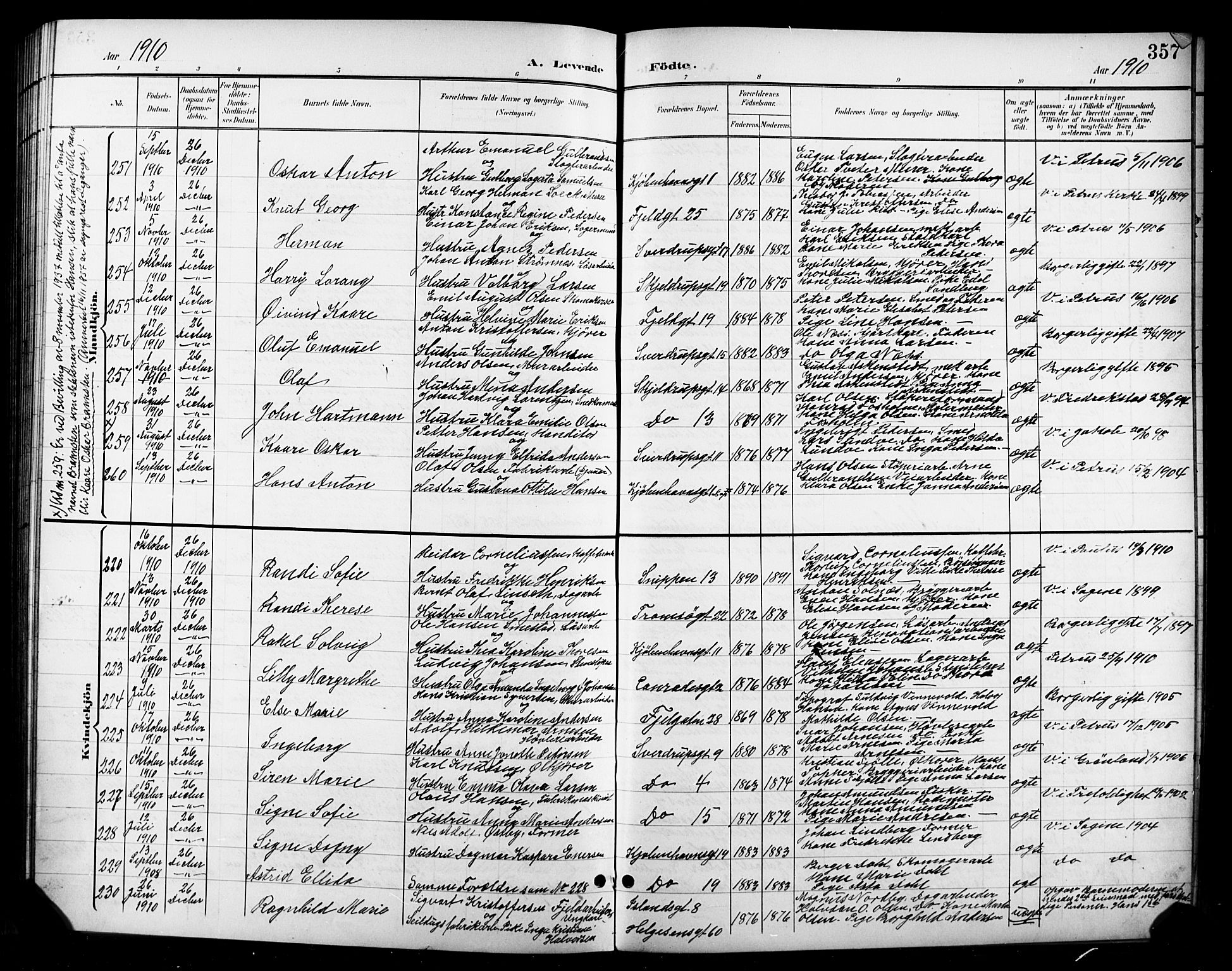 Petrus prestekontor Kirkebøker, AV/SAO-A-10872/G/Ga/L0003: Parish register (copy) no. 3, 1899-1913, p. 357