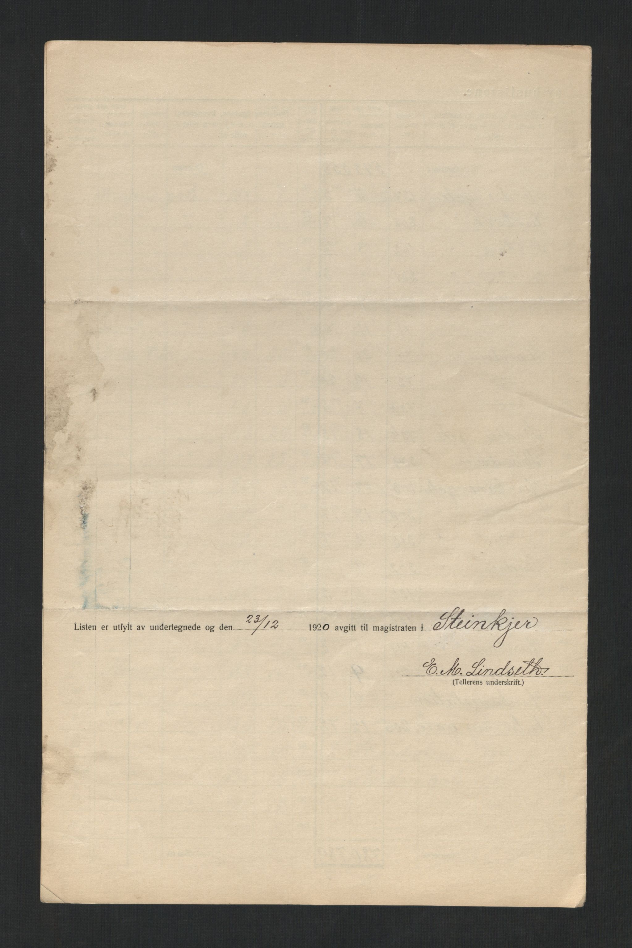 SAT, 1920 census for Steinkjer, 1920, p. 13