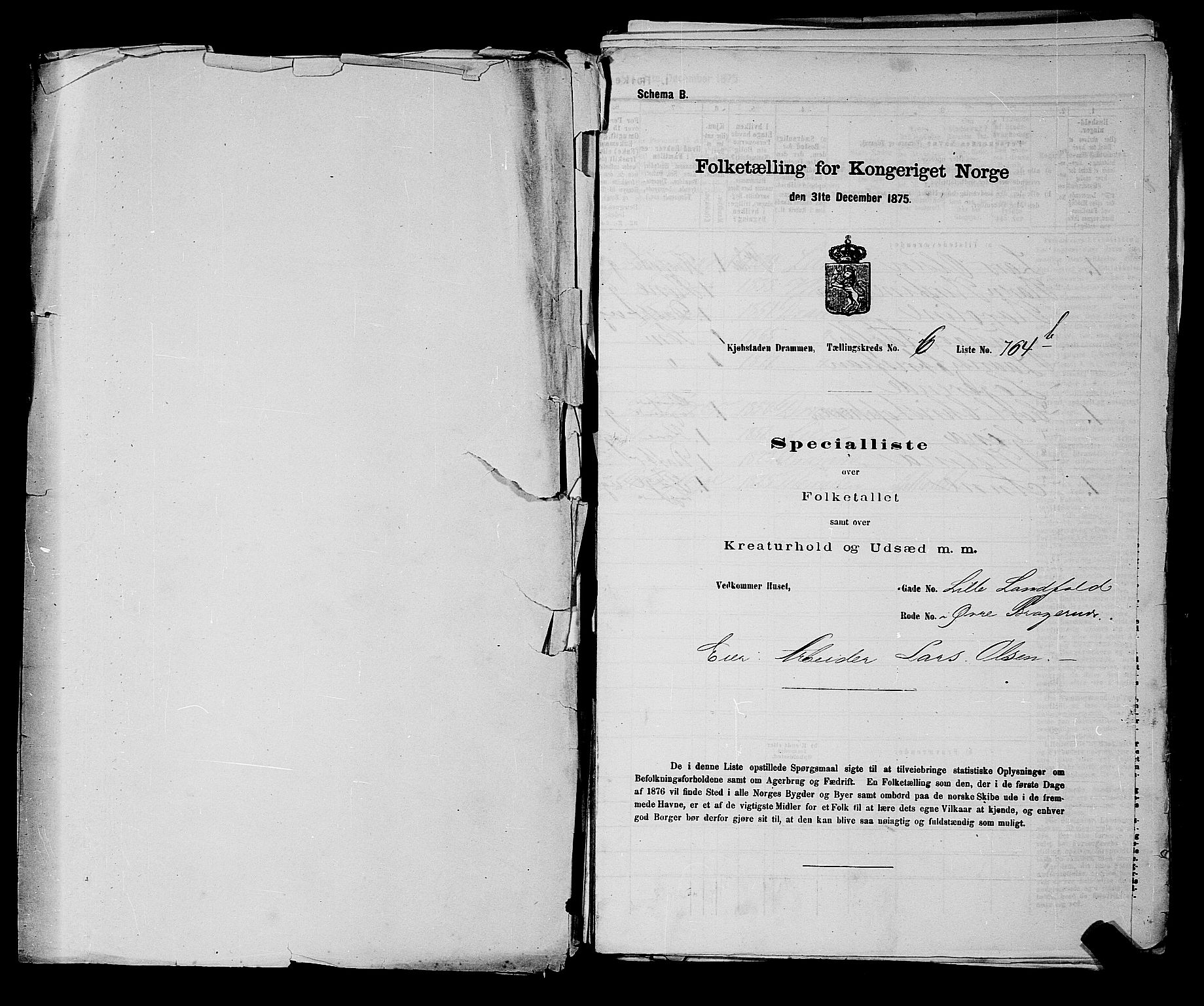 SAKO, 1875 census for 0602 Drammen, 1875, p. 528