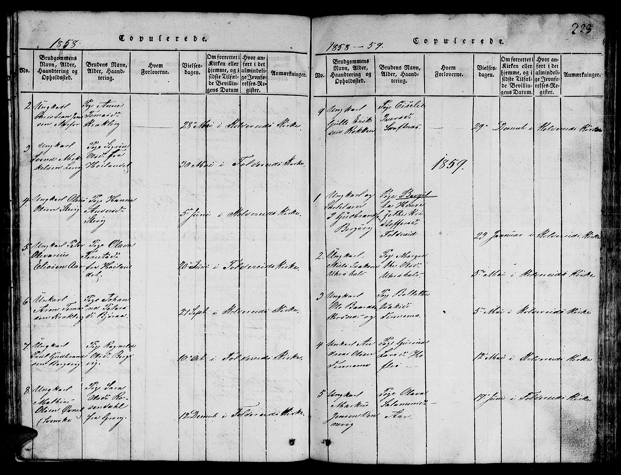 Ministerialprotokoller, klokkerbøker og fødselsregistre - Nord-Trøndelag, SAT/A-1458/780/L0648: Parish register (copy) no. 780C01 /3, 1815-1877, p. 223