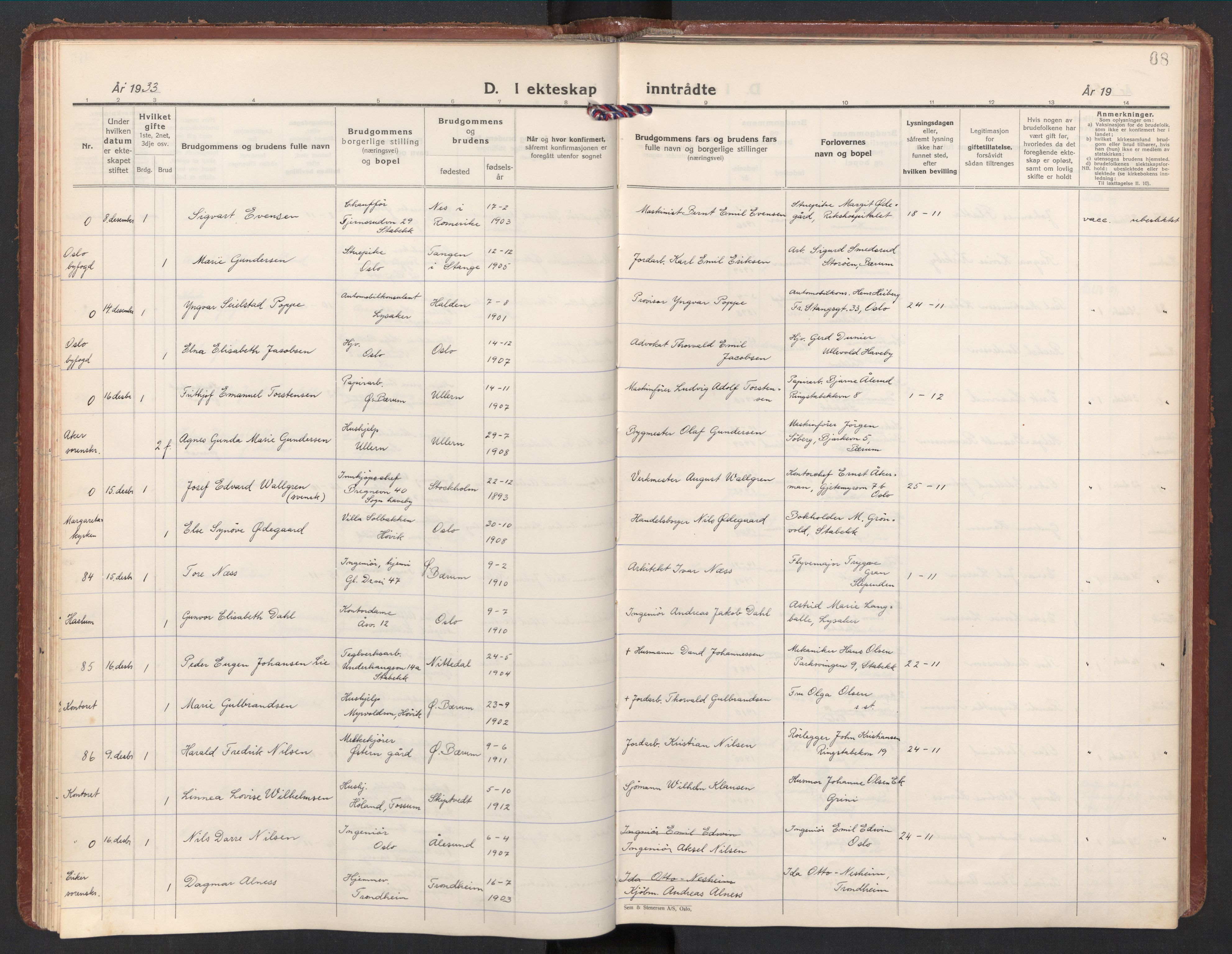 Østre Bærum prestekontor Kirkebøker, AV/SAO-A-10887/F/Fa/L0004: Parish register (official) no. 4, 1929-1940, p. 68