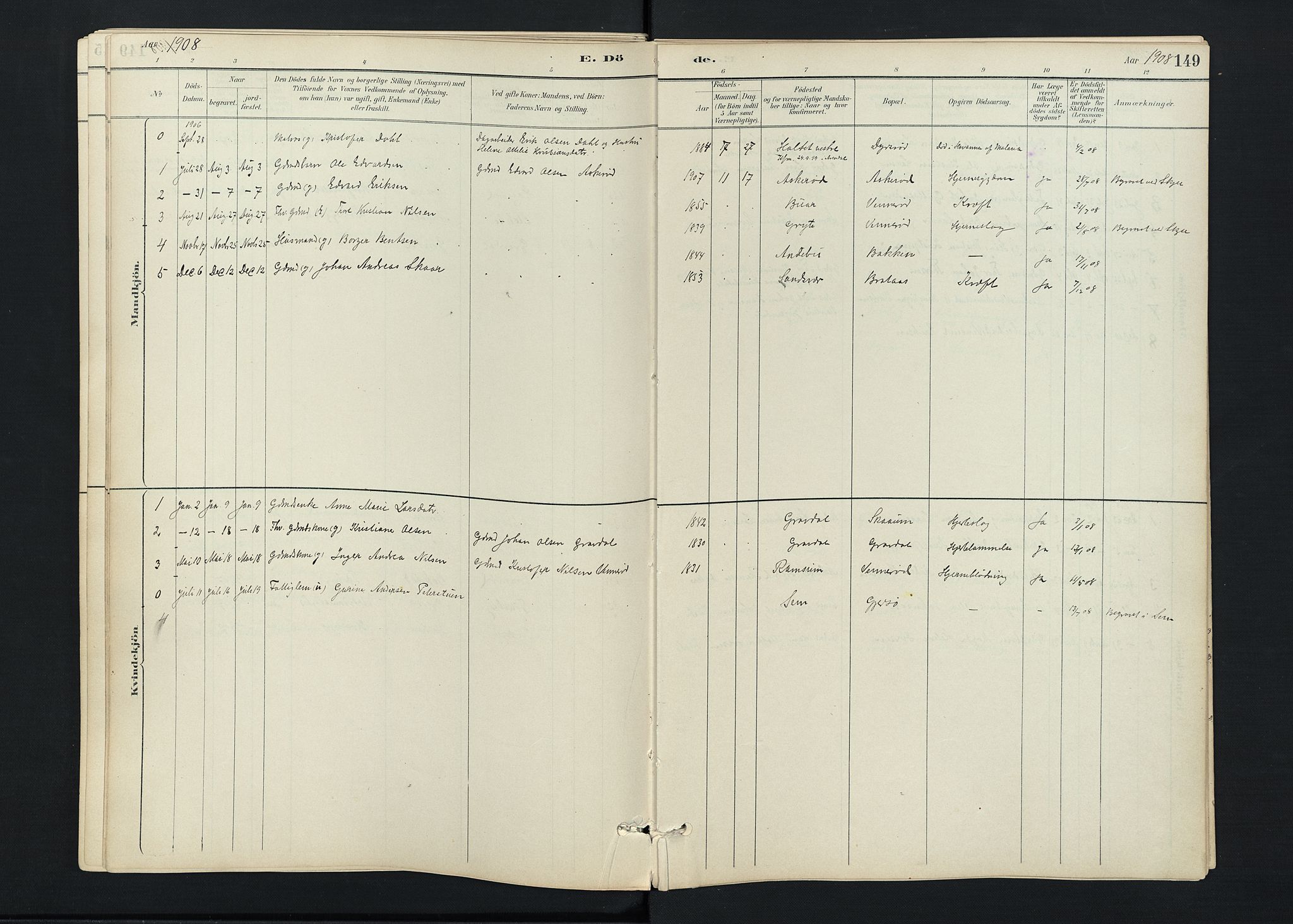 Stokke kirkebøker, AV/SAKO-A-320/F/Fc/L0001: Parish register (official) no. III 1, 1884-1910, p. 149