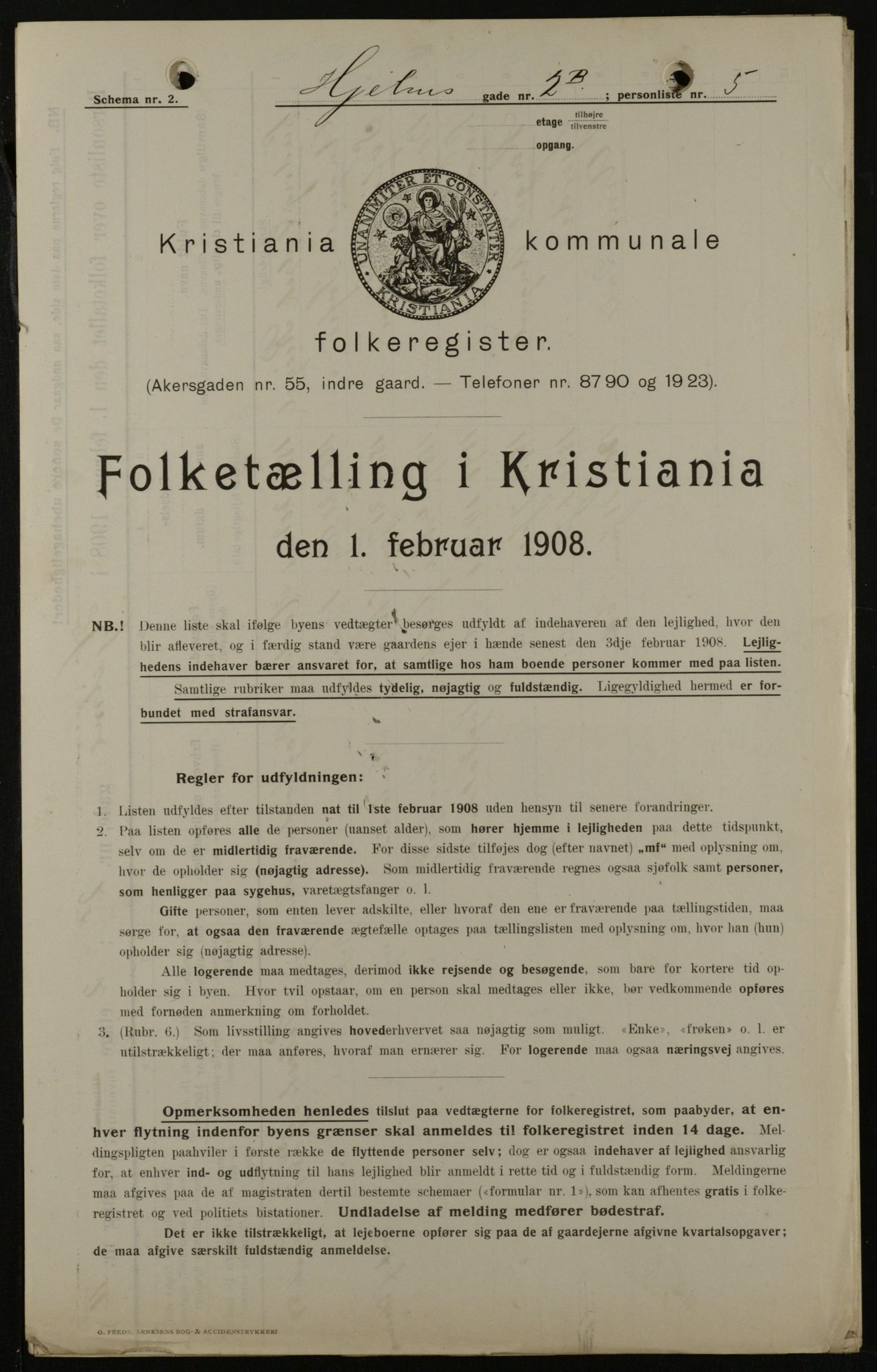 OBA, Municipal Census 1908 for Kristiania, 1908, p. 36111