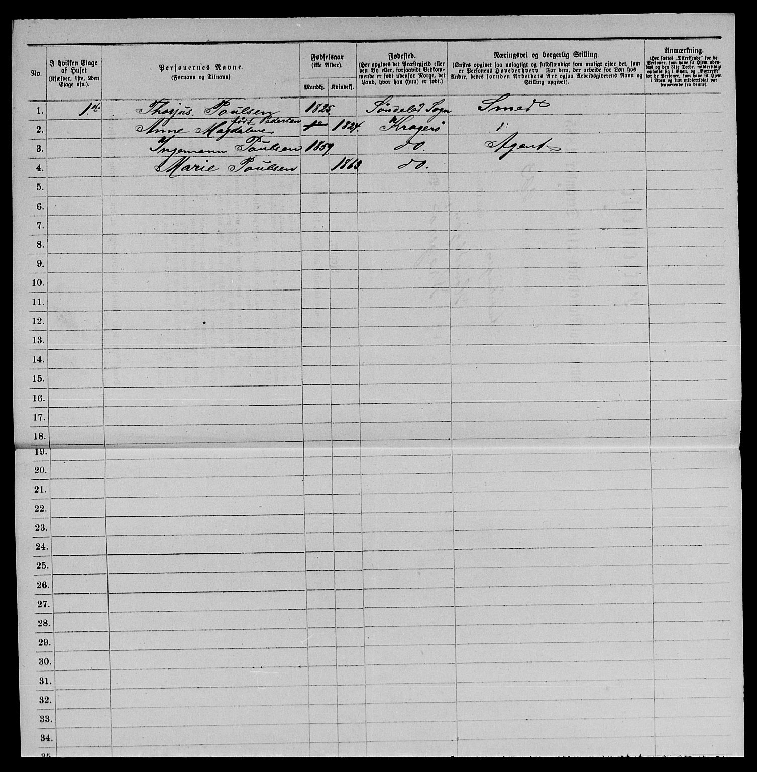 SAKO, 1885 census for 0801 Kragerø, 1885, p. 1420