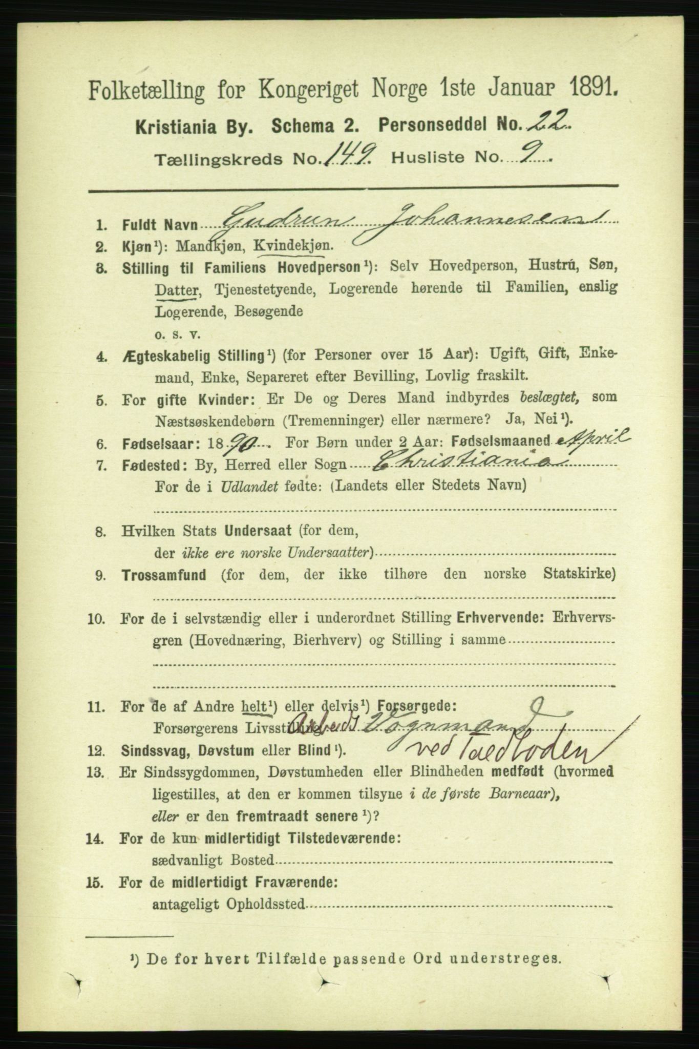 RA, 1891 census for 0301 Kristiania, 1891, p. 83334