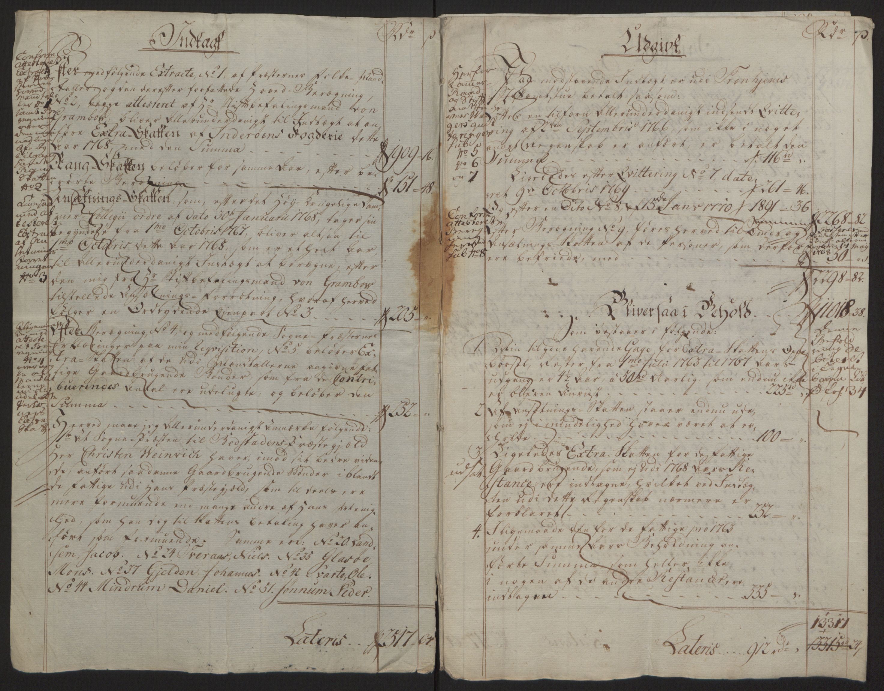 Rentekammeret inntil 1814, Reviderte regnskaper, Fogderegnskap, RA/EA-4092/R63/L4420: Ekstraskatten Inderøy, 1762-1772, p. 236