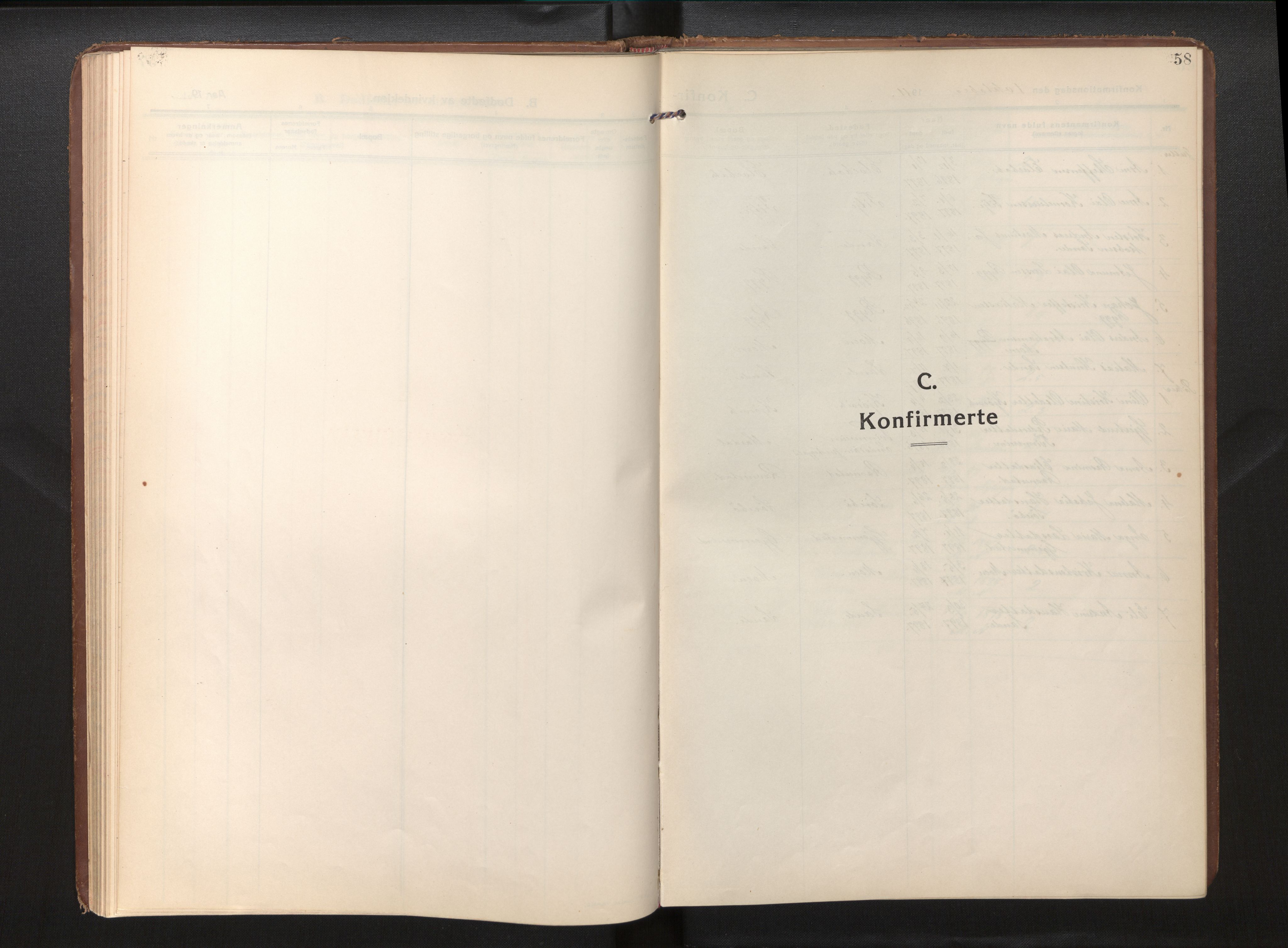 Gloppen sokneprestembete, SAB/A-80101/H/Haa/Haad/L0002: Parish register (official) no. D 2, 1911-1925, p. 57b-58a
