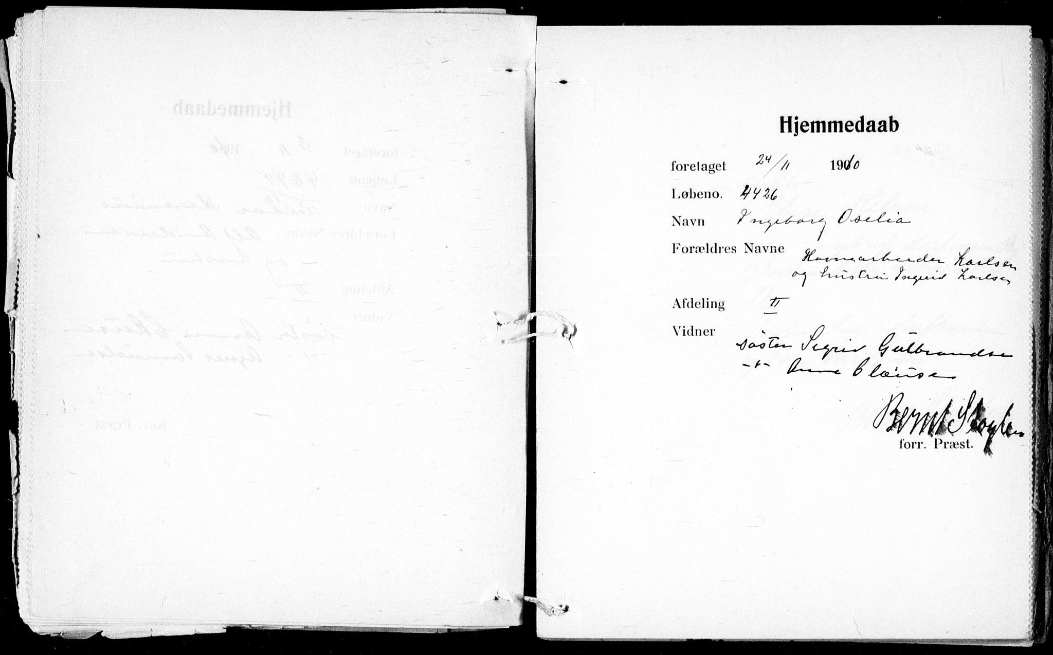 Ullevål sykehus prestekontor Kirkebøker, AV/SAO-A-10542a/K/Ka/L0001: Baptism register no. 1, 1906-1914