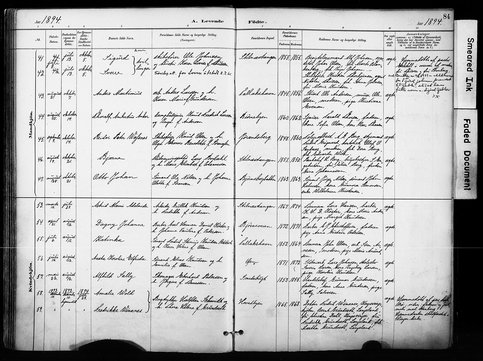 Kragerø kirkebøker, AV/SAKO-A-278/F/Fa/L0013: Parish register (official) no. 13, 1887-1915, p. 84