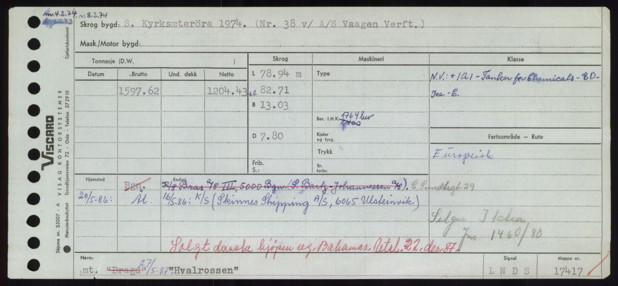 Sjøfartsdirektoratet med forløpere, Skipsmålingen, RA/S-1627/H/Hd/L0017: Fartøy, Holi-Hå, p. 193