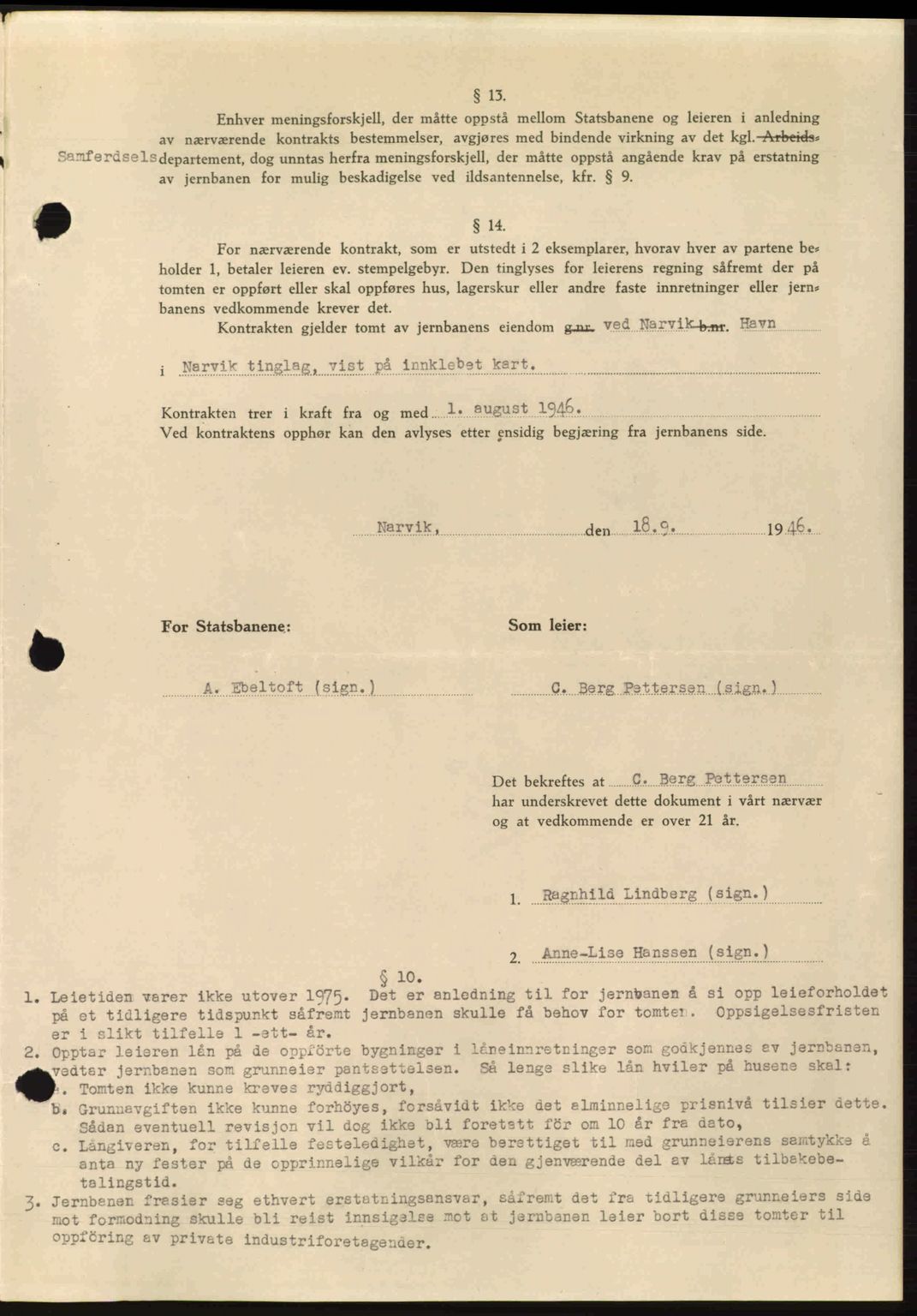 Narvik sorenskriveri, SAT/A-0002/1/2/2C/2Ca: Mortgage book no. A21, 1946-1947, Diary no: : 452/1946