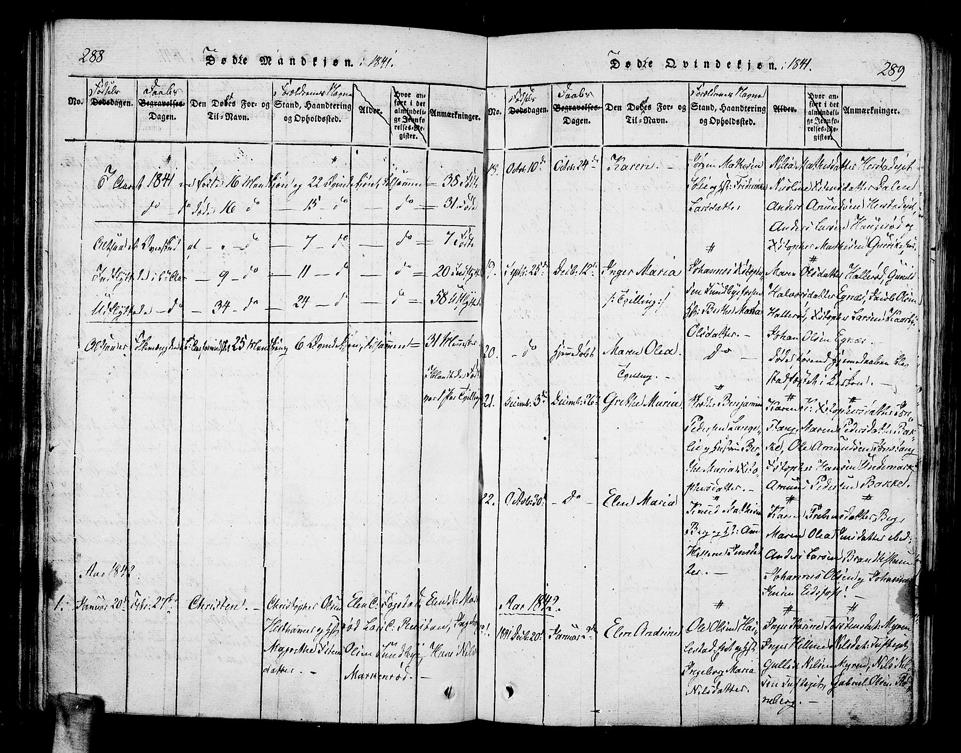 Hof kirkebøker, AV/SAKO-A-64/F/Fa/L0004: Parish register (official) no. I 4, 1814-1843, p. 288-289