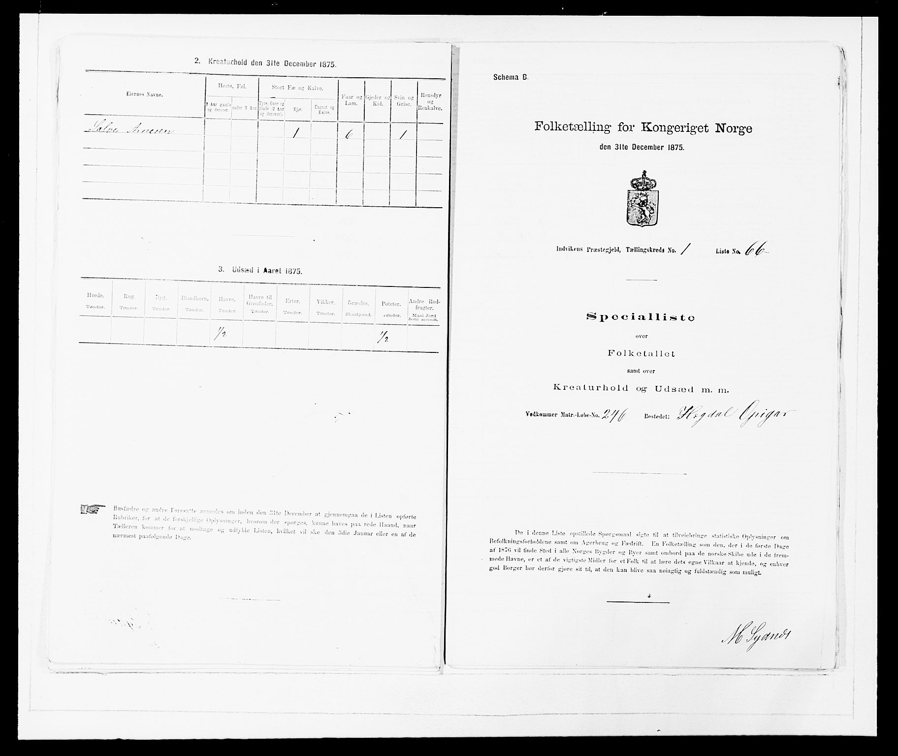 SAB, 1875 Census for 1447P Innvik, 1875, p. 153