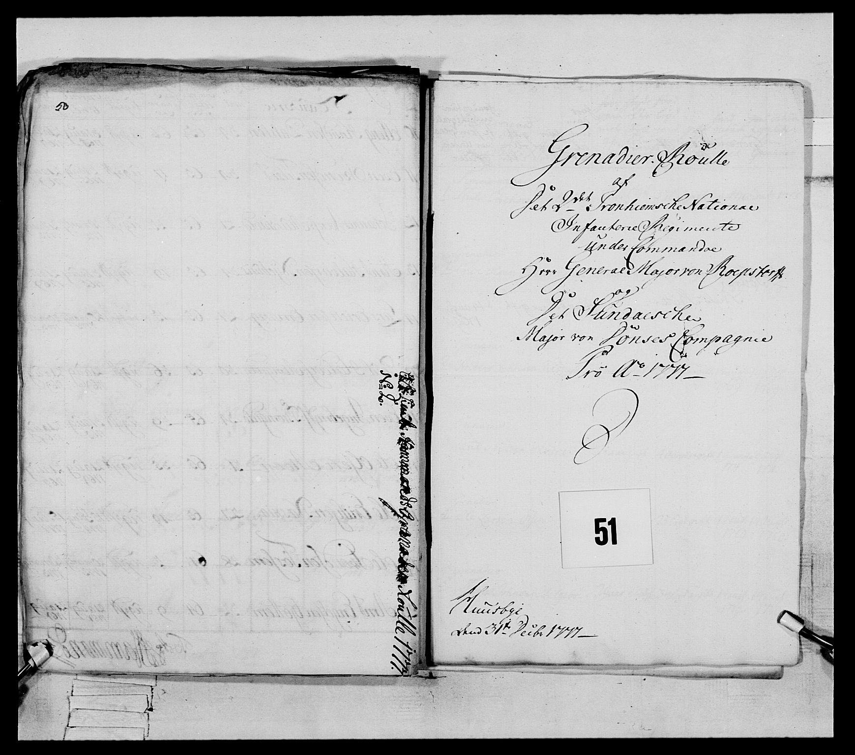 Generalitets- og kommissariatskollegiet, Det kongelige norske kommissariatskollegium, AV/RA-EA-5420/E/Eh/L0077: 2. Trondheimske nasjonale infanteriregiment, 1774-1778, p. 203