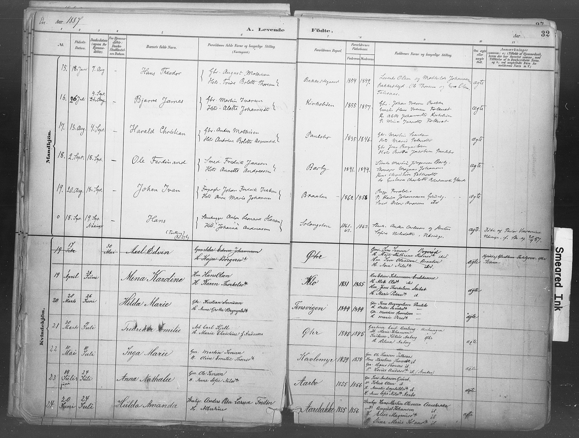 Idd prestekontor Kirkebøker, SAO/A-10911/F/Fb/L0002: Parish register (official) no. II 2, 1882-1923, p. 32